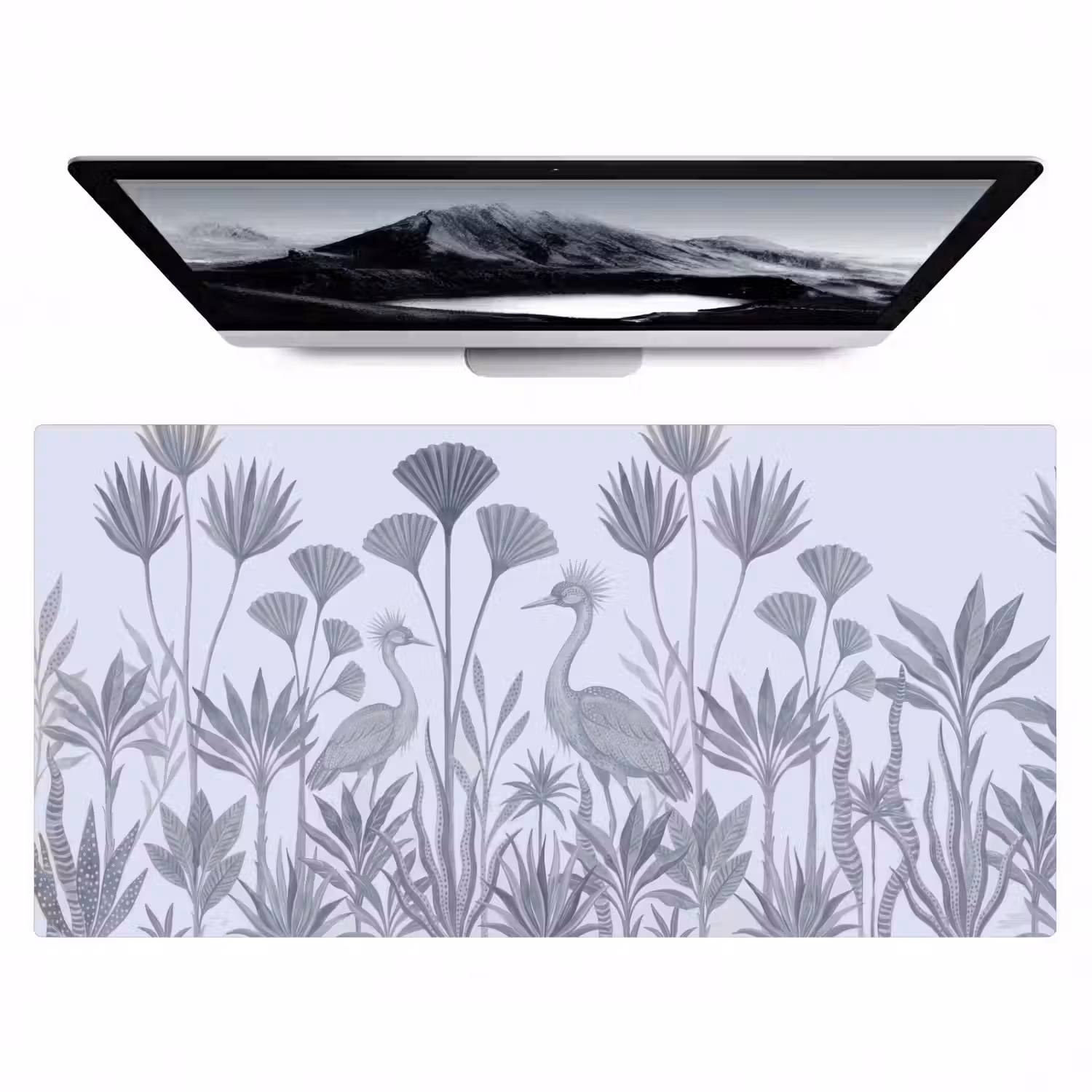 Vogel - Tropisch - Illustratie - Blauwgrijs - Natuur Muismat XXL klein -zzz3d