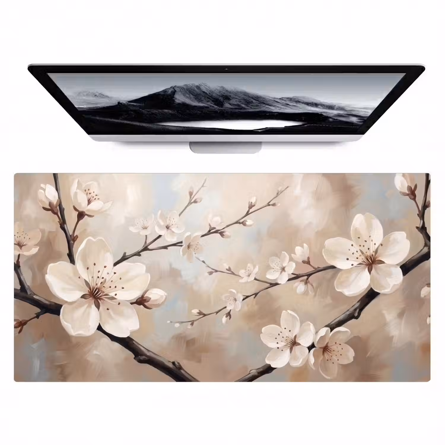 Bloesem - Takken - Schilderij - Beige - Serene Muismat XXL klein -zzz3d