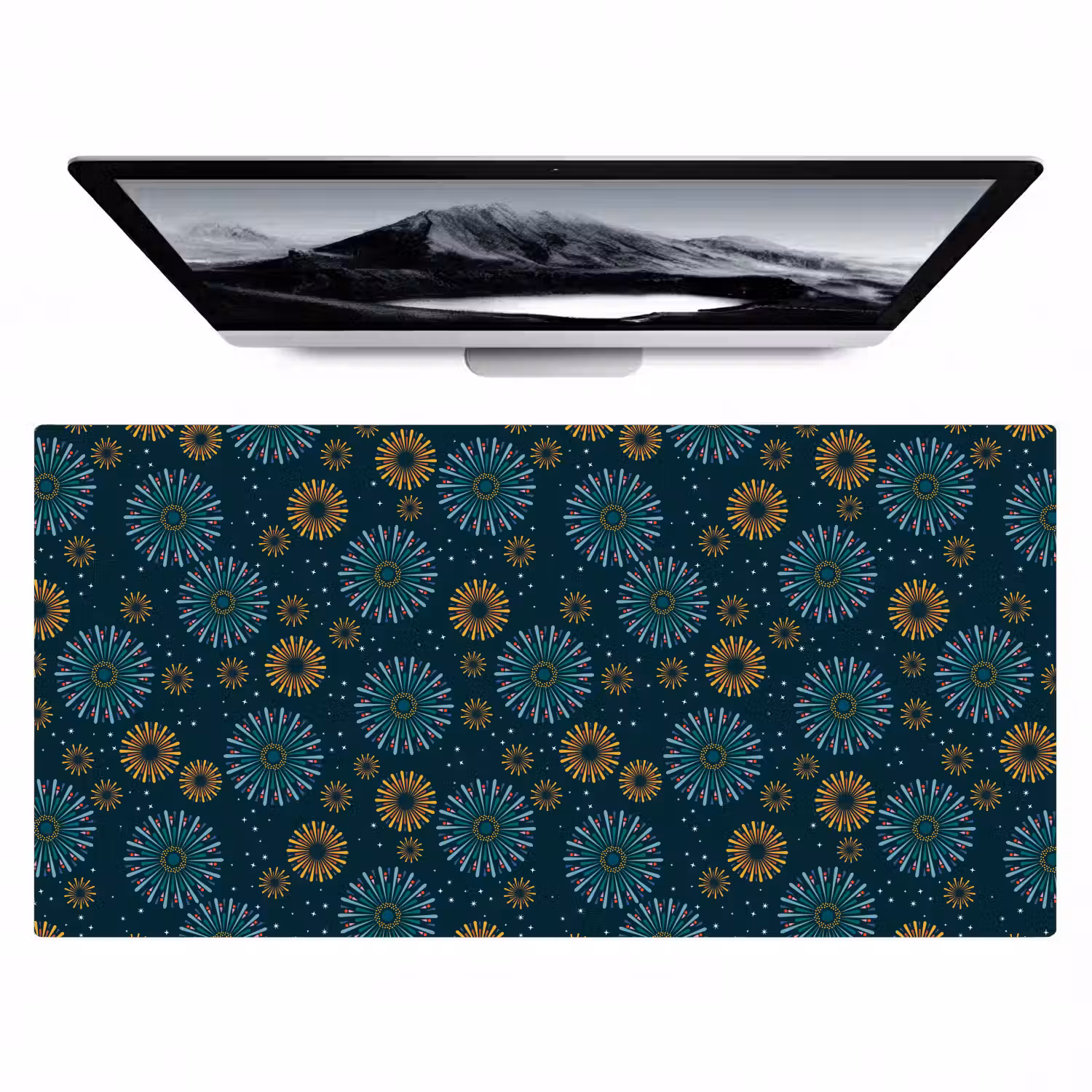 Blauw - Patroon - Retro Muismat XXL klein 681 -zzz3d