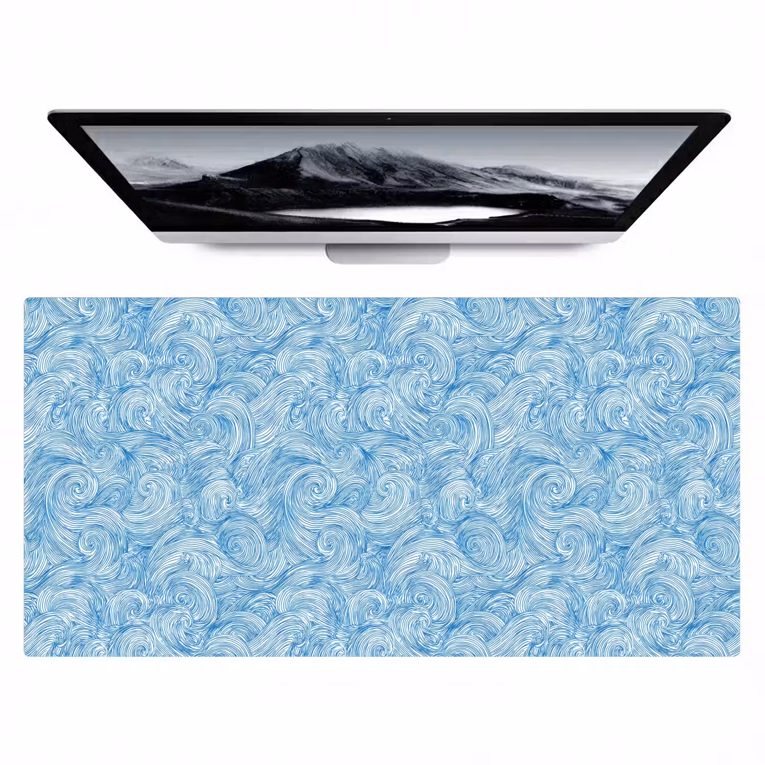 Blauw - Wit - Spiraal - Golven - Lijnen Muismat XXL klein 681 -zzz3d