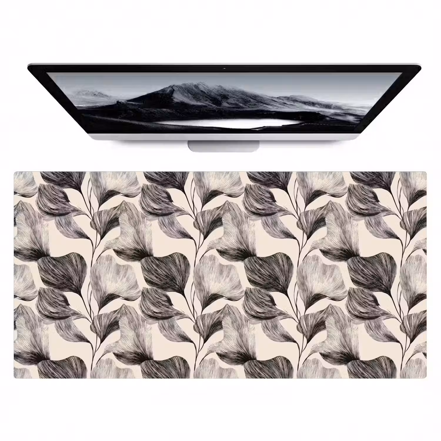 Botanisch - Bladeren - Zwart Muismat XXL klein 681 -zzz3d