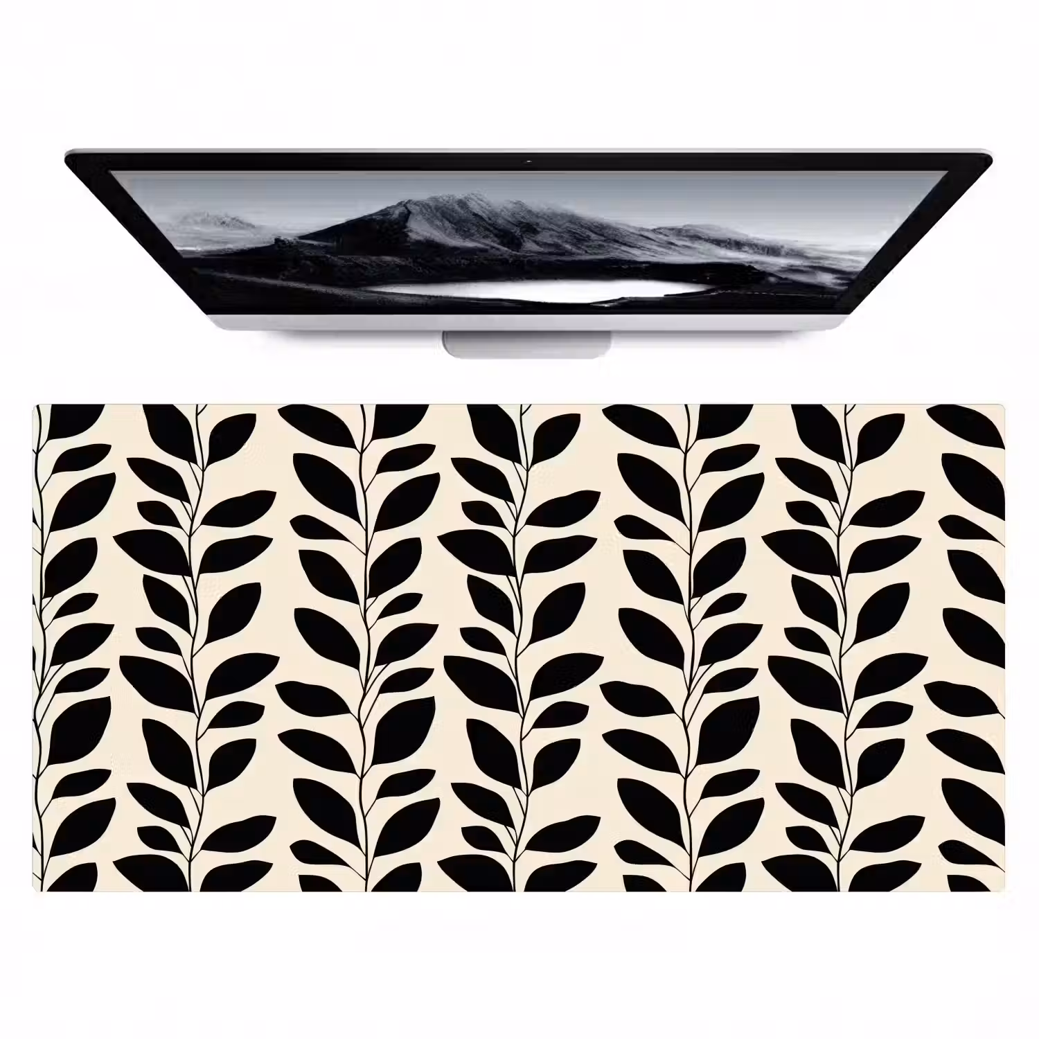 Botanisch - Dessin - Zwart - Beige Muismat XXL klein 681 -zzz3d