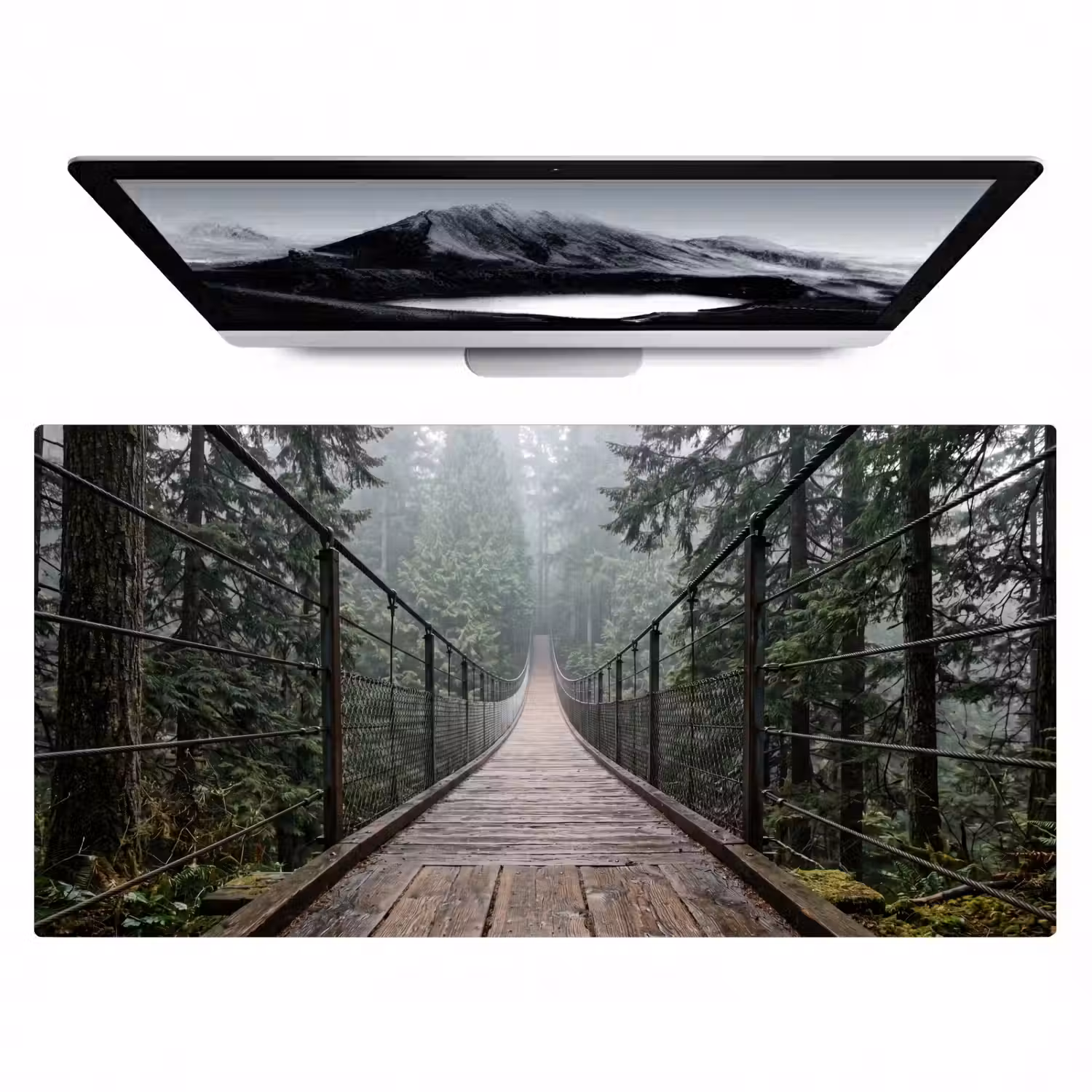 Brug - Bos - Mist - Natuur Muismat XXL klein -zzz3d