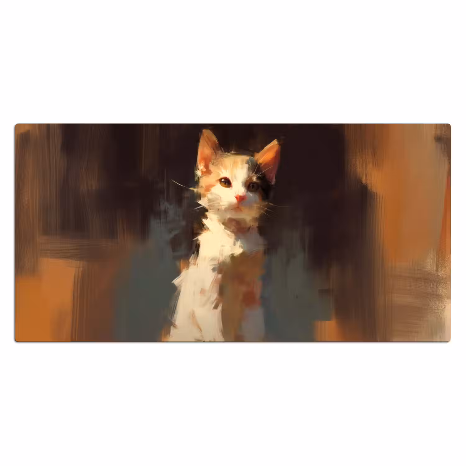 Kat - Geschilderd - Artistiek - Wit Muismat XXL klein -3d_leeg