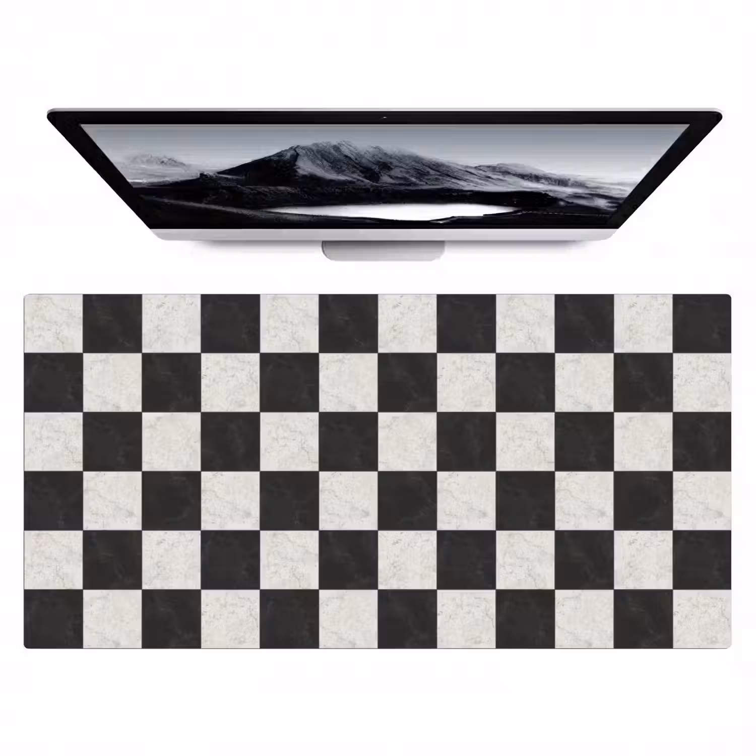 Dambord - Marmer - Zwart - Wit Muismat XXL klein 681 -zzz3d