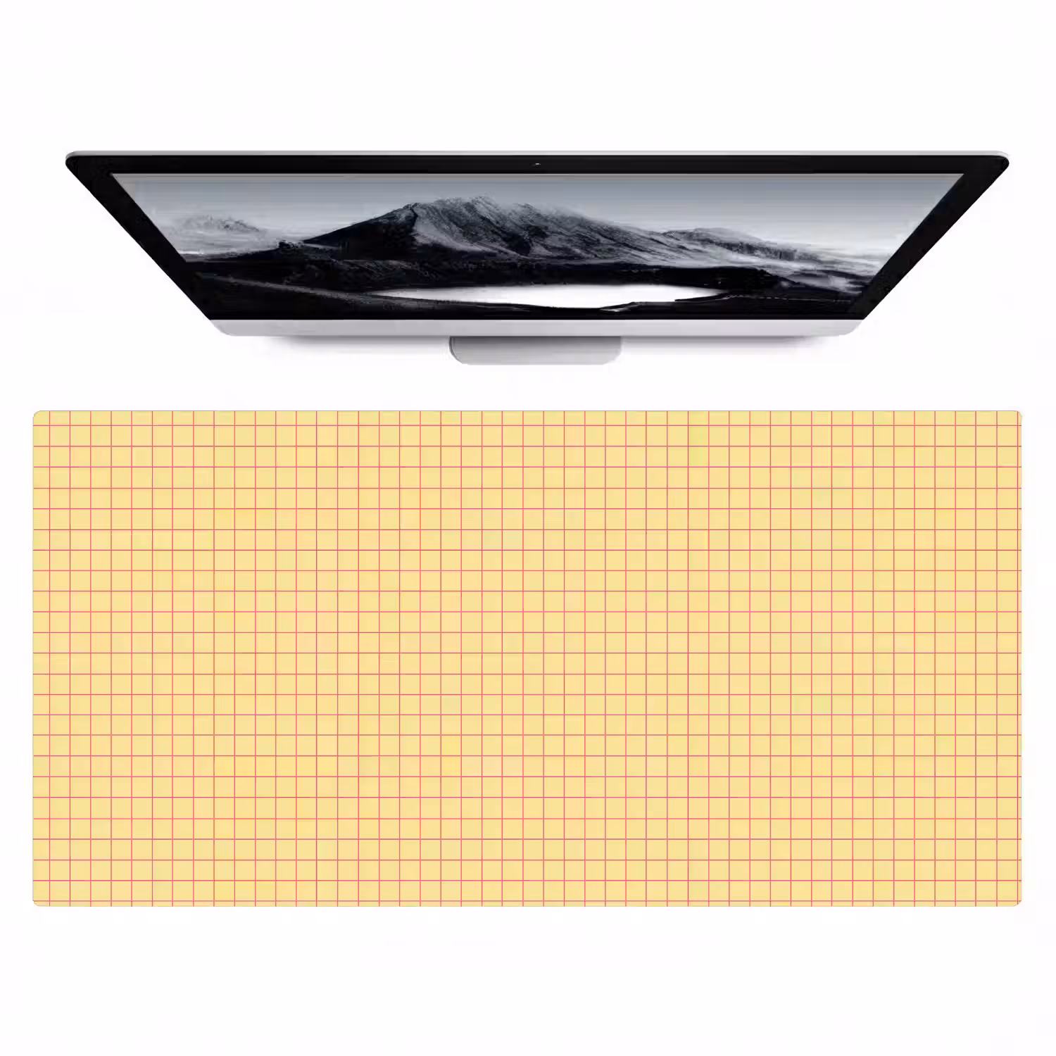 Ruitjes - Grid - Minimalistisch - Geel - Roze Muismat XXL klein 681 -zzz3d