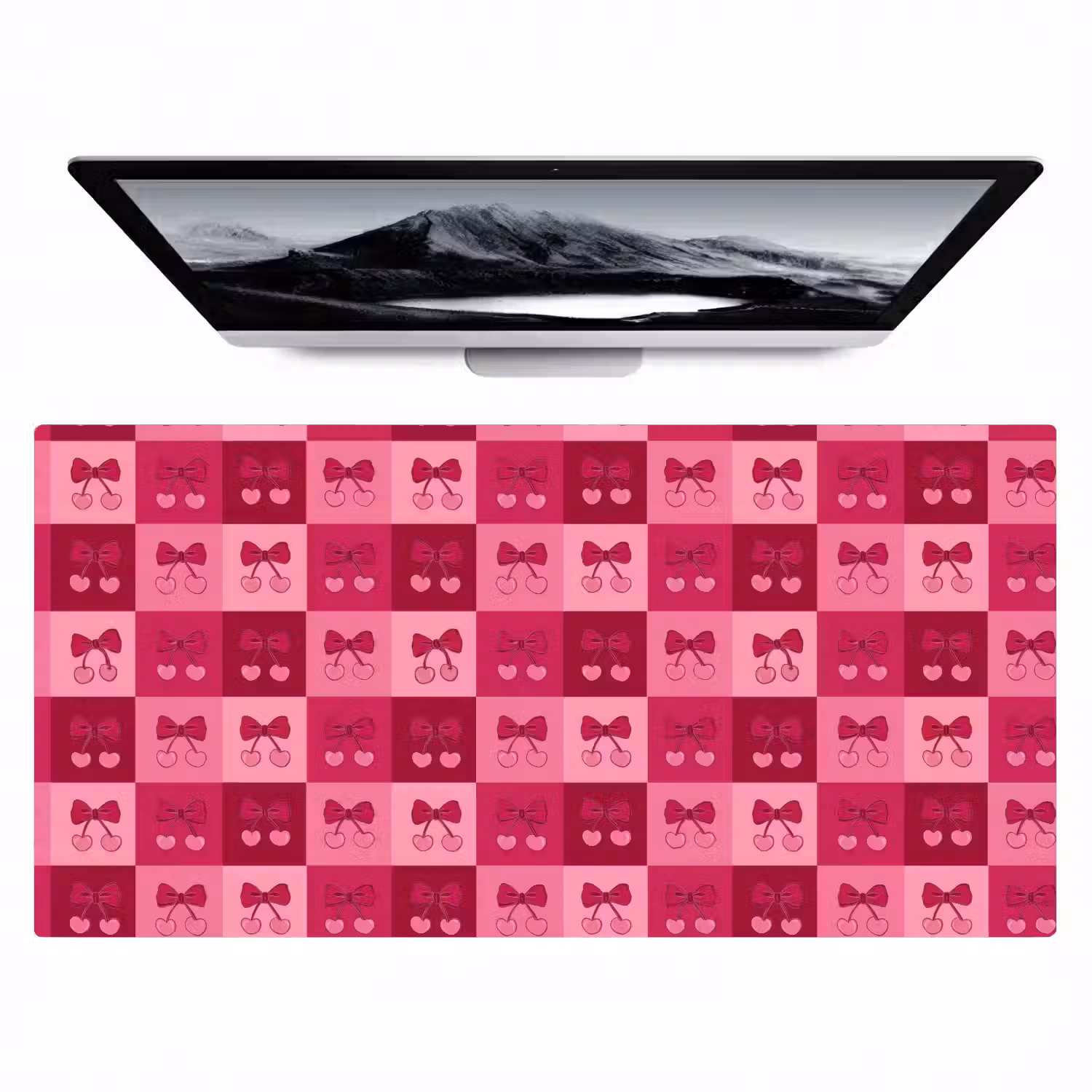 Kersen - Strikjes - Speels - Roze - Bordeaux Muismat XXL klein 681 -zzz3d