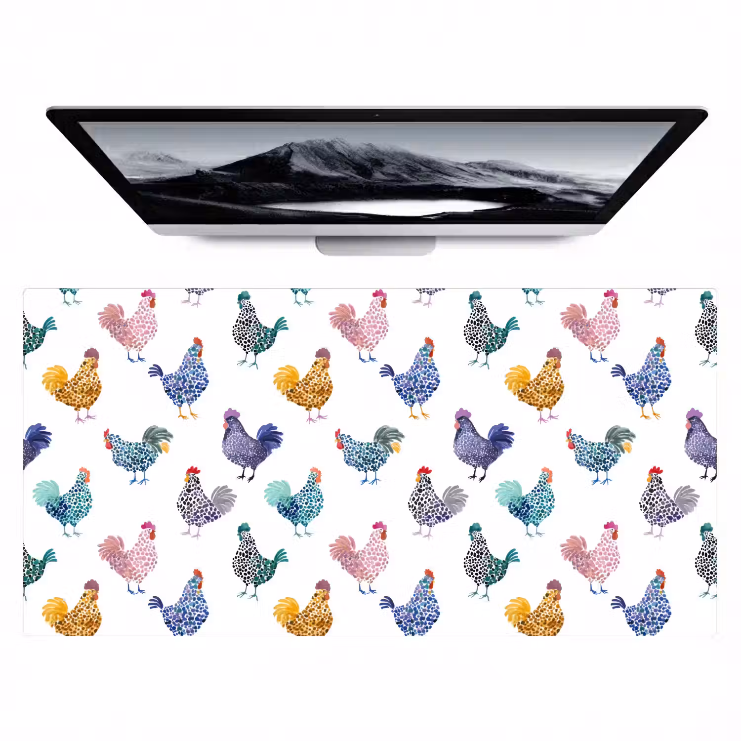 Kippen -Aquarel - Kleurrijk Muismat XXL klein 681 -zzz3d