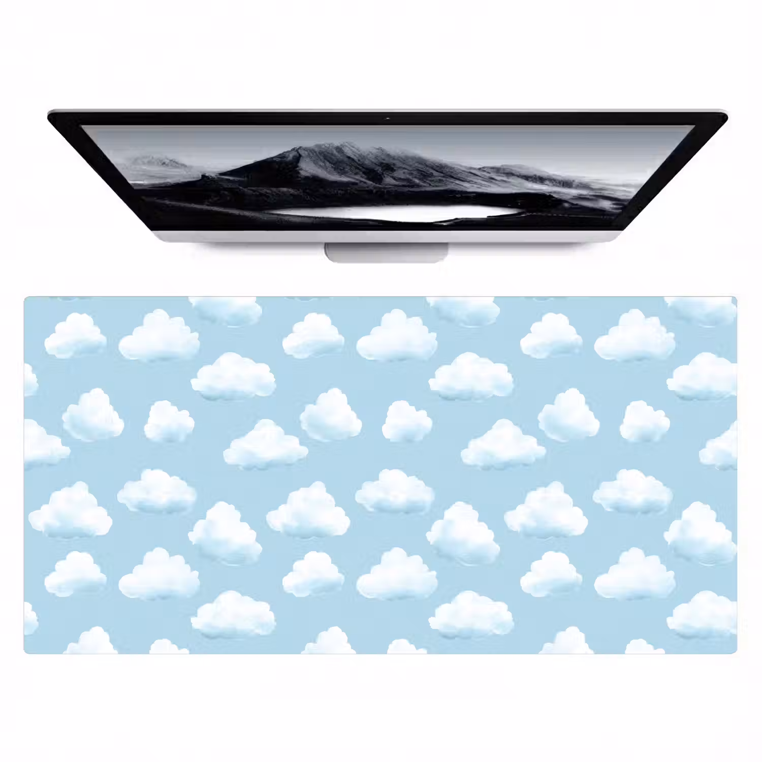 Wolken - Illustratie - Blauw Muismat XXL klein 681 -zzz3d