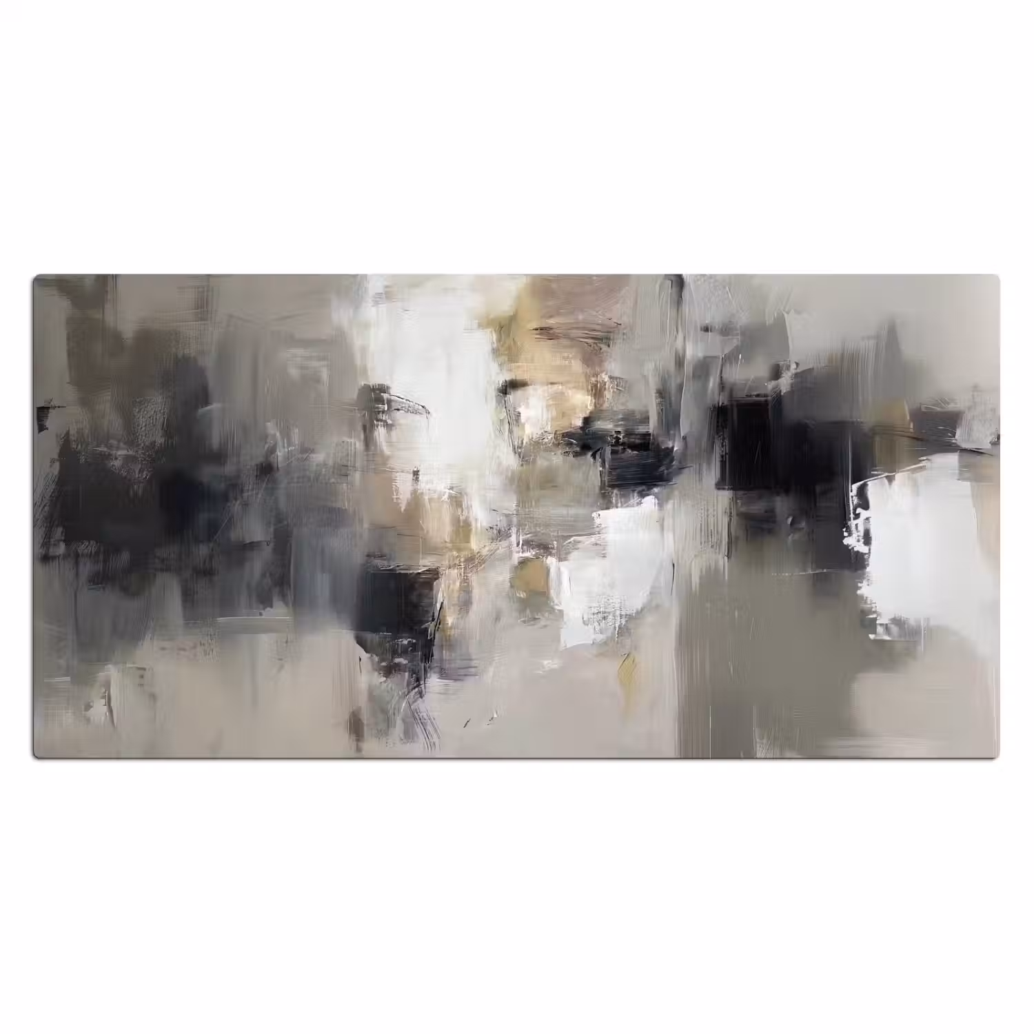 Kleurenpalet - Penseelstreken - Beige - Nevelig Muismat XXL klein -3d_leeg