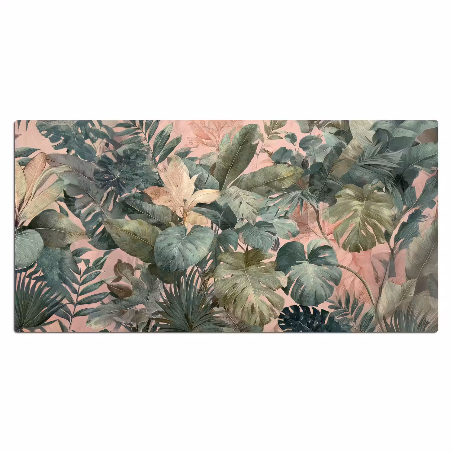 Compositie van bladeren - Groen - Roze Muismat XXL klein -3d_leeg