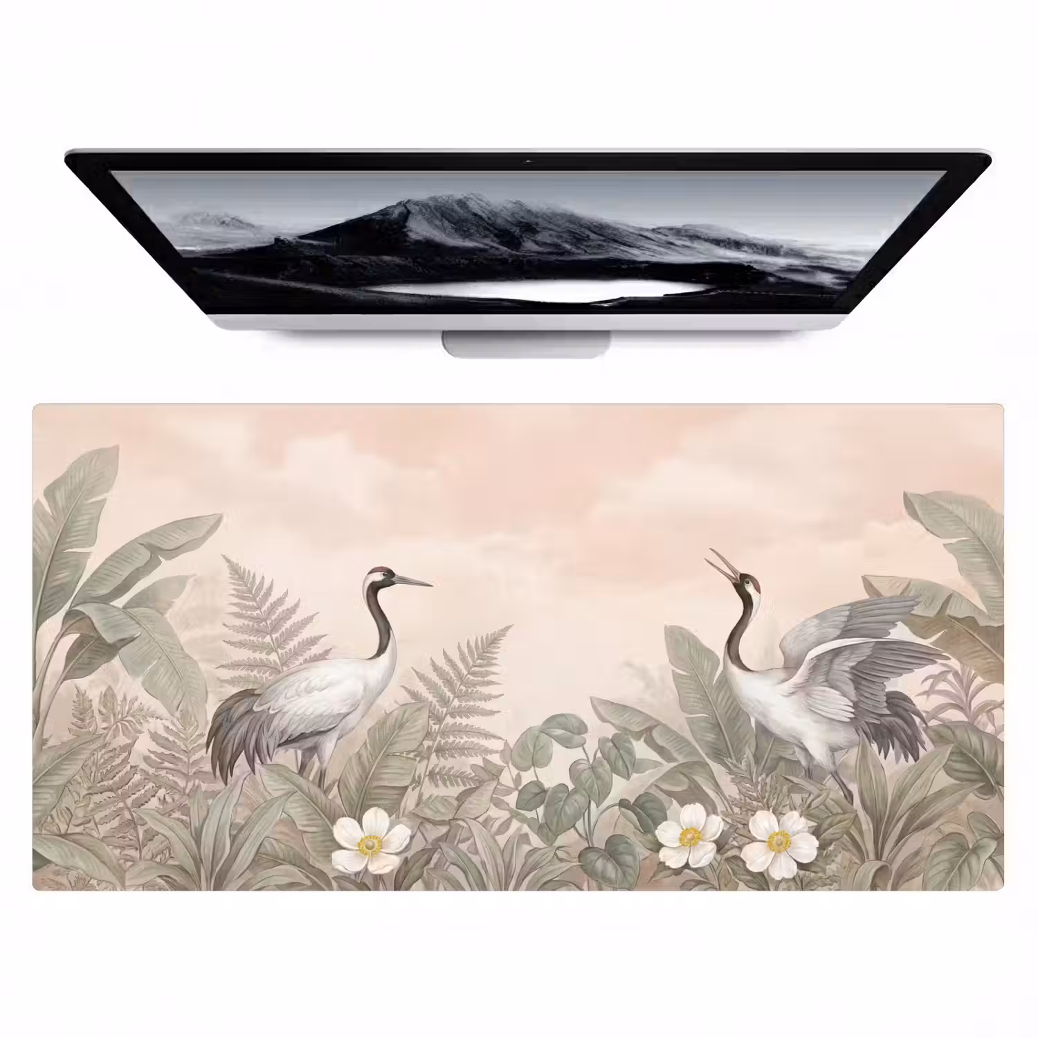 Kraanvogels - Natuur - Roze Muismat XXL klein -zzz3d