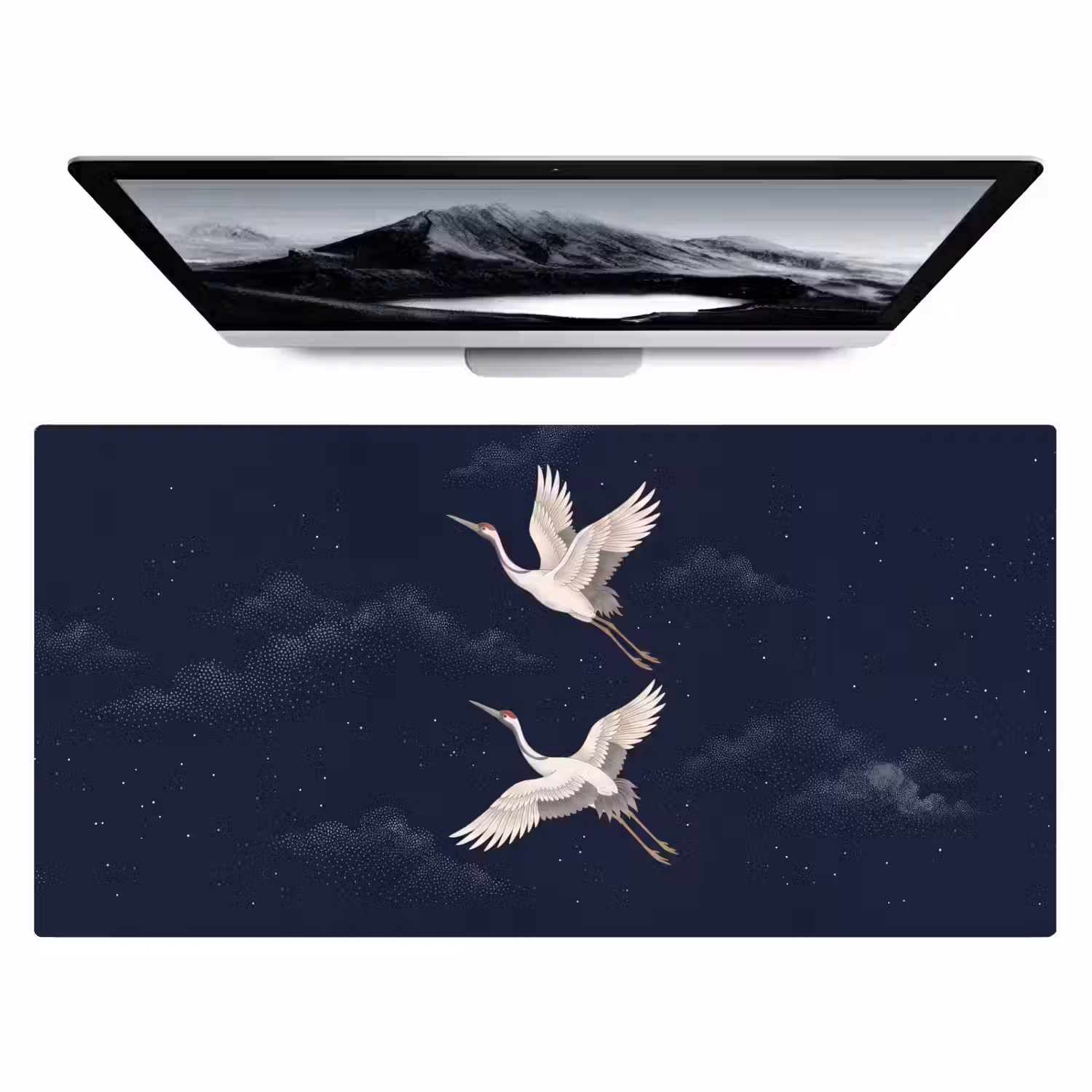 Kraanvogels - Nachthemel - Blauw Muismat XXL klein -zzz3d