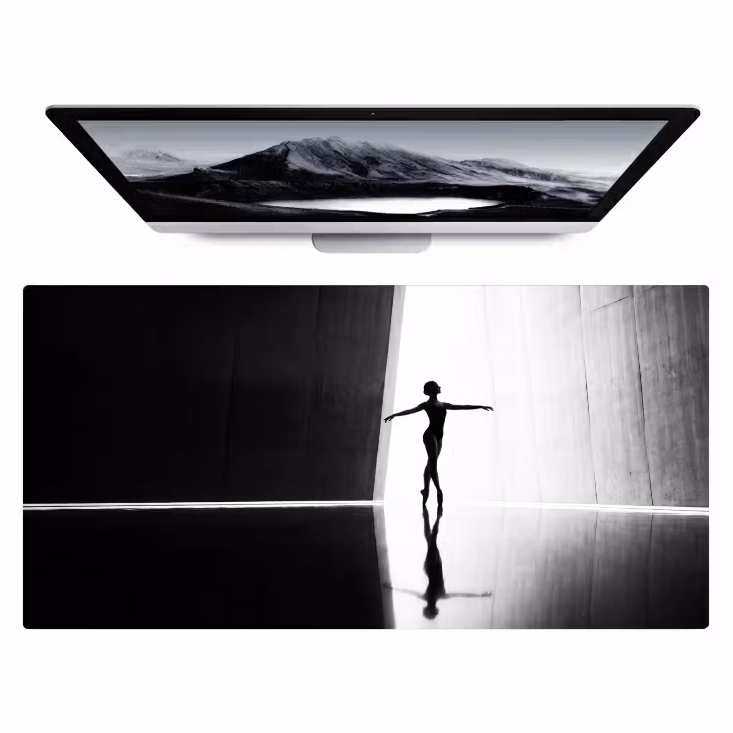 Danser - Silhouette - Kunst - Modern - Zwart-wit Muismat XXL klein -zzz3d