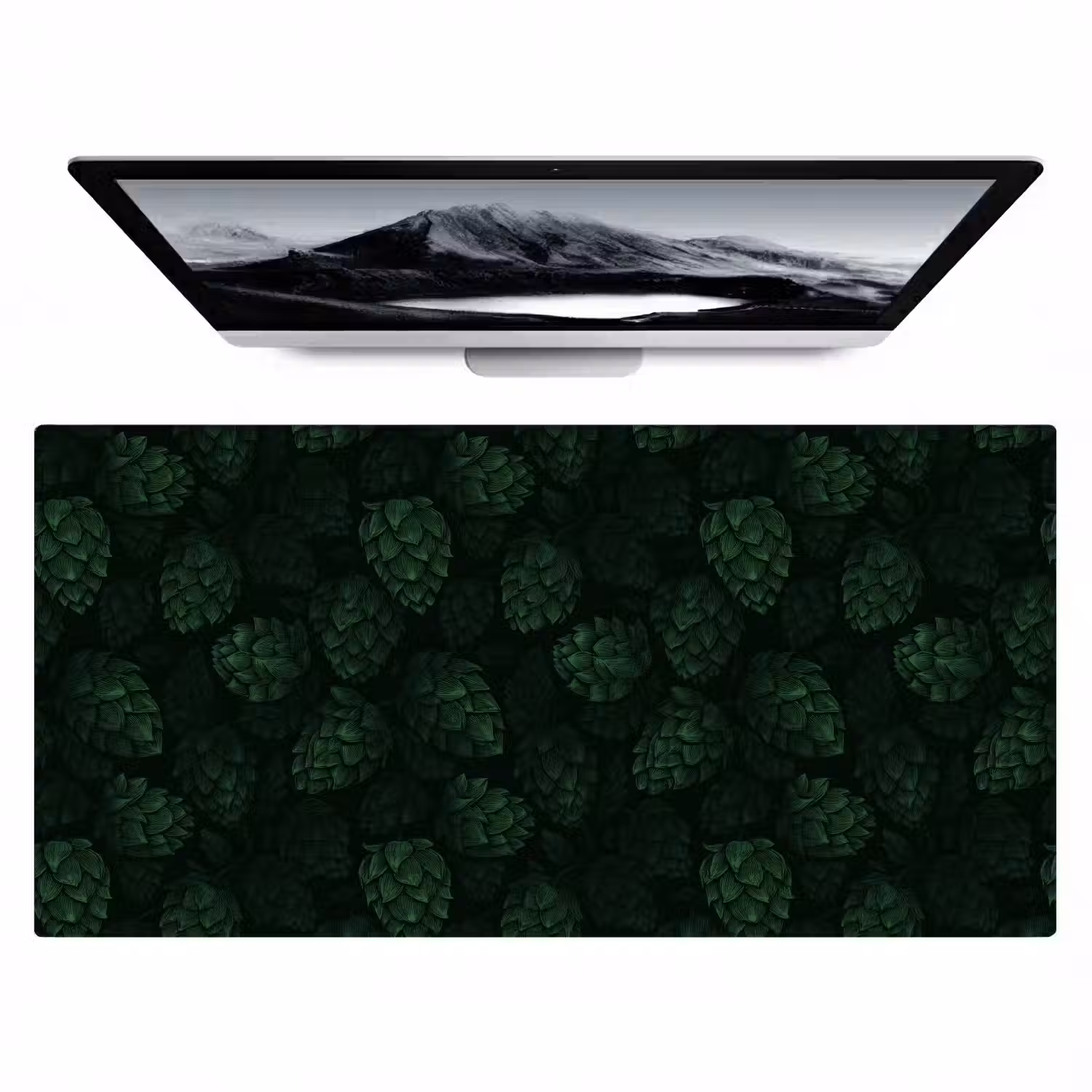 Donker - Groen - Hopbellen - Botanisch - Illustratie Muismat XXL klein 681 -zzz3d