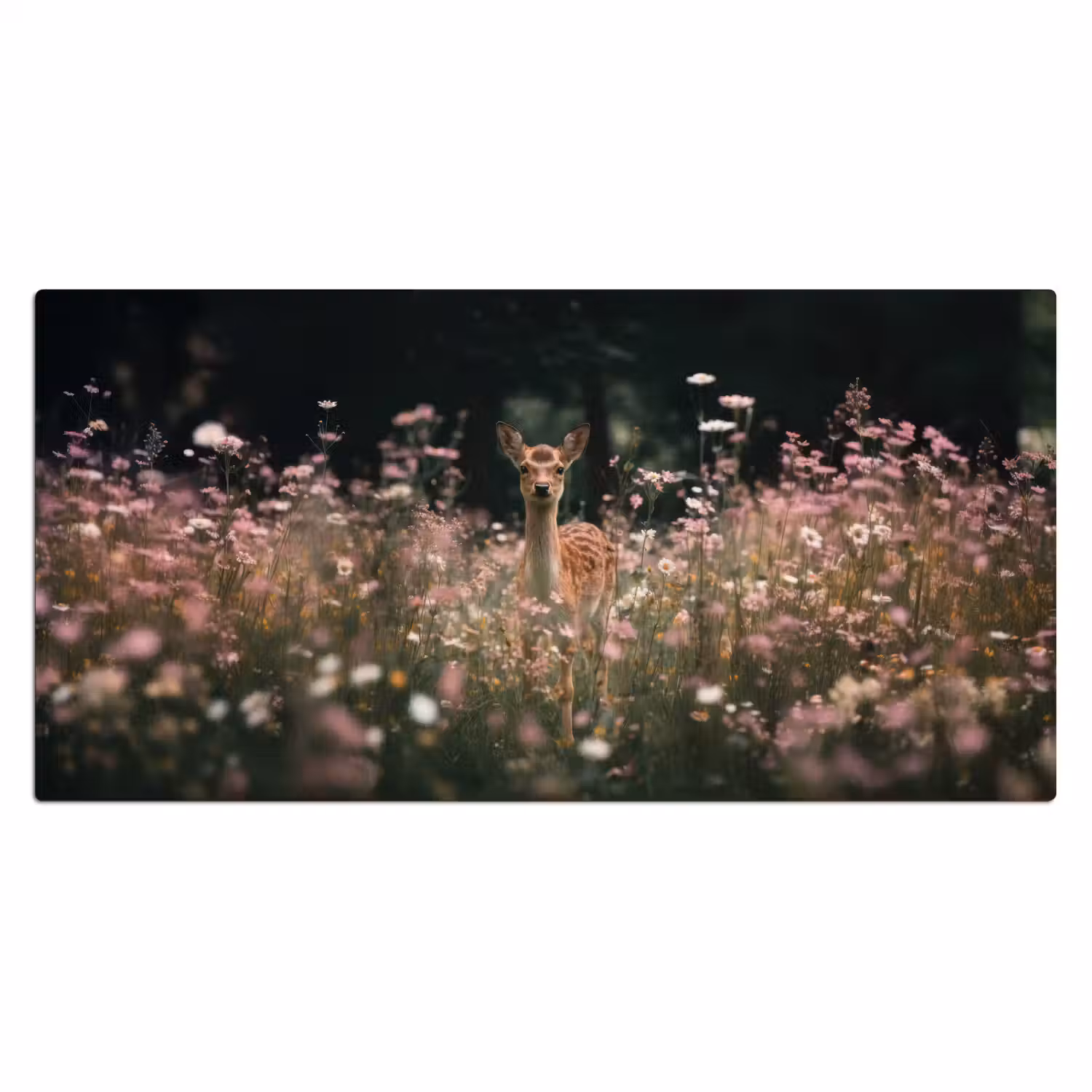 Hert - Wilde bloemen - Bos Muismat XXL klein -3d_leeg