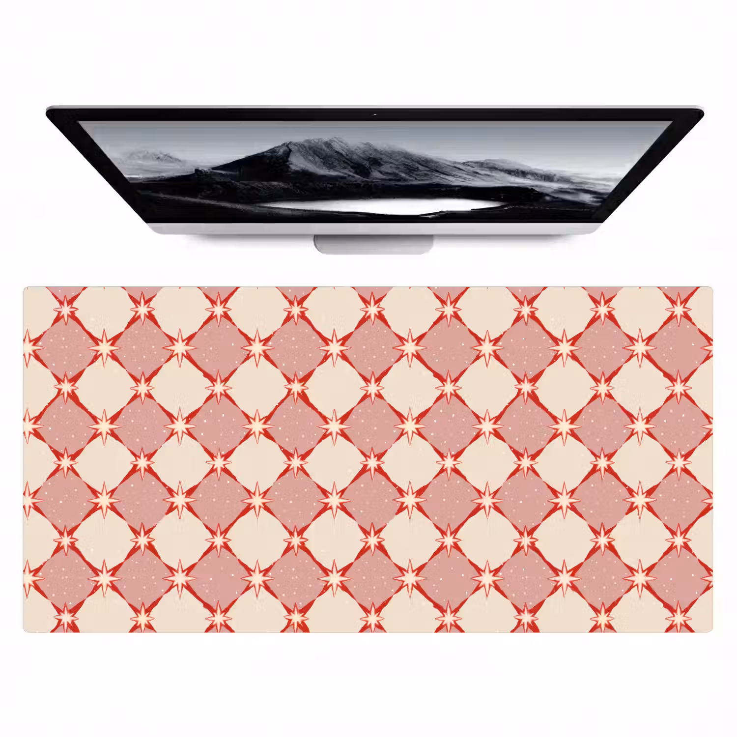Ruiten - Sterren - Vintage - Oudroze - Rood Muismat XXL klein 681 -zzz3d