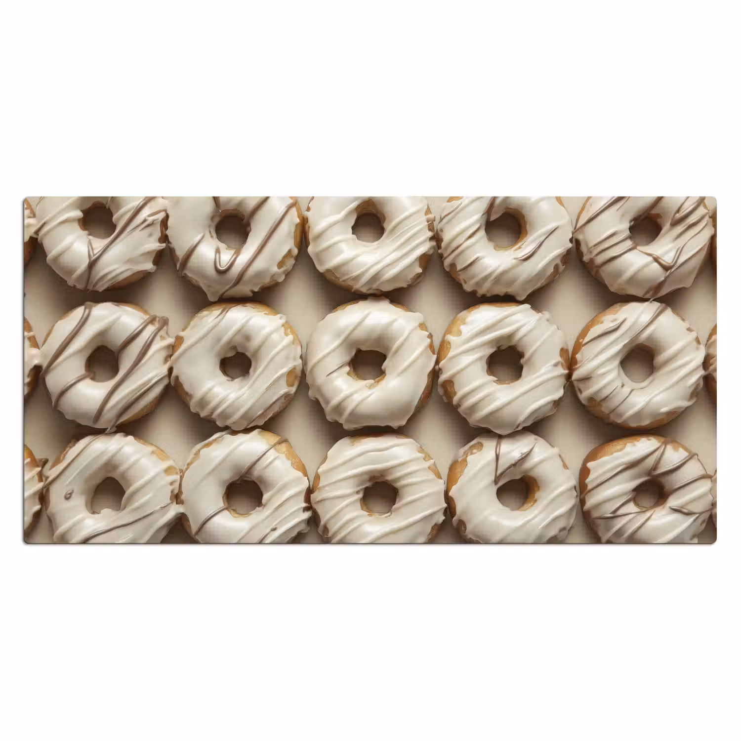 Donuts - Chocolade - Wit - Beige Muismat XXL klein -3d_leeg