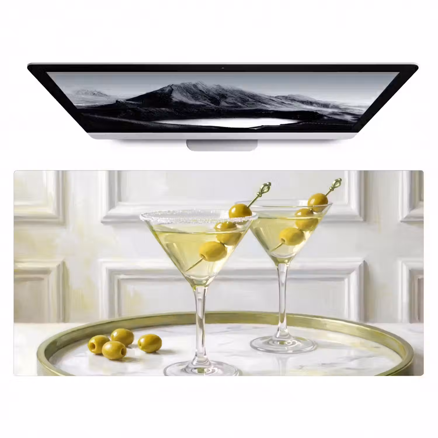 Drank - Martini - Olijven - Modern - Wit Muismat XXL klein -zzz3d