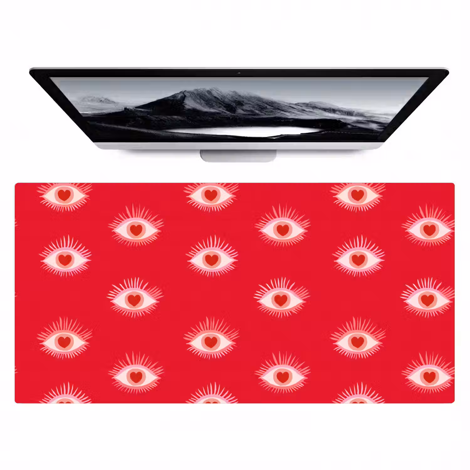 Ogen - Hart - Abstract - Rood - Roze Muismat XXL klein 681 -zzz3d