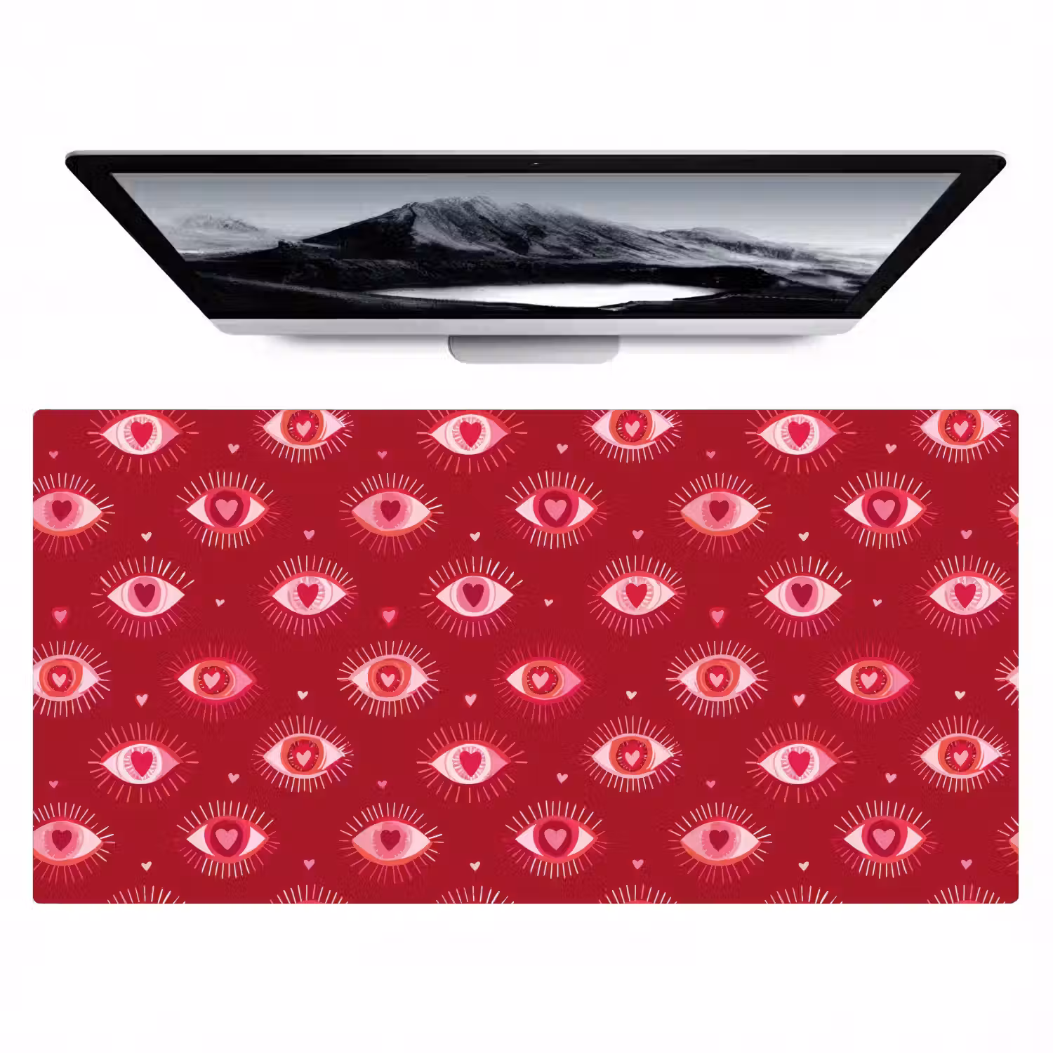 Ogen - Patroon - Roze - Donkerrood Muismat XXL klein 681 -zzz3d