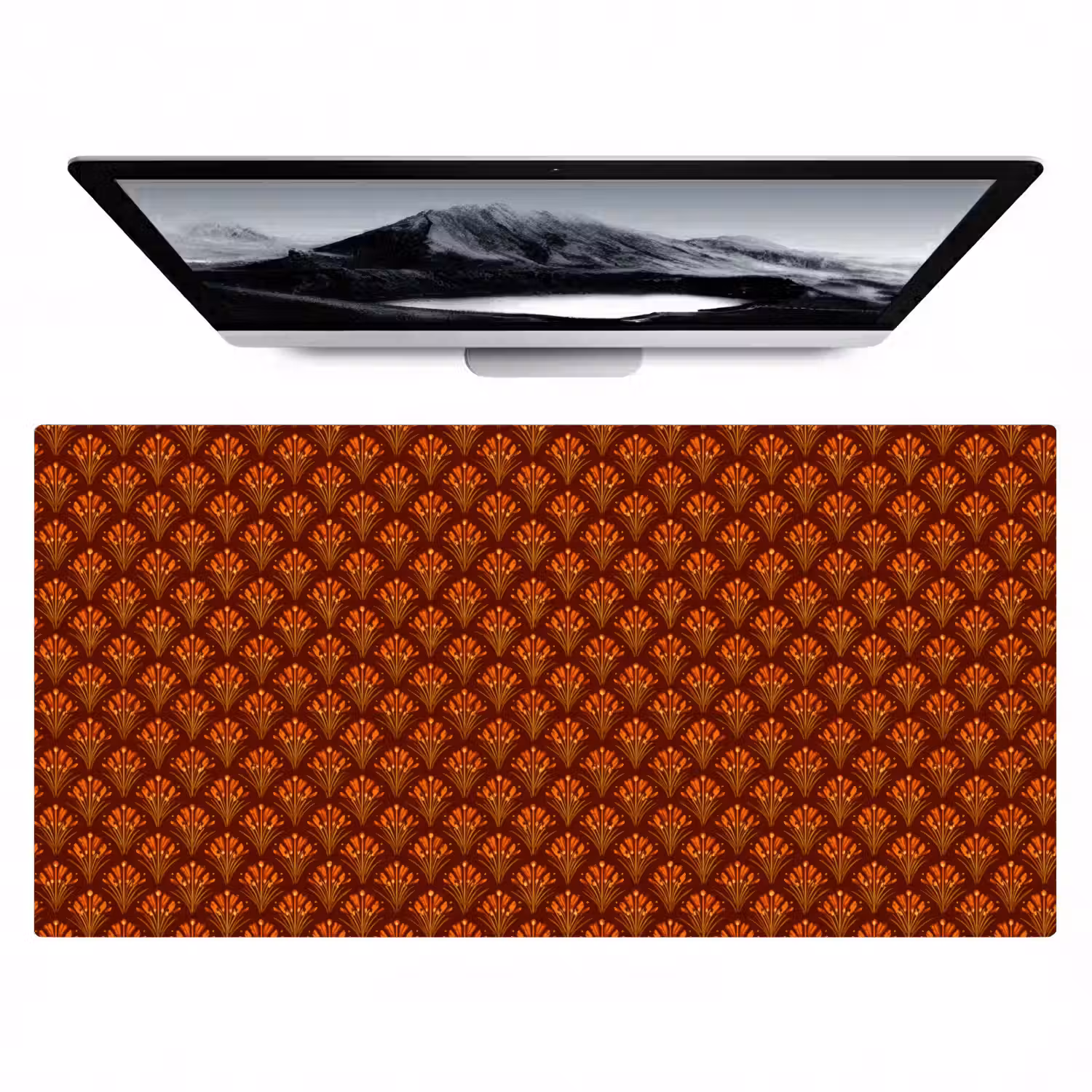Waaiers - Art Deco - Botanisch - Roestbruin - Oranje Muismat XXL klein 681 -zzz3d