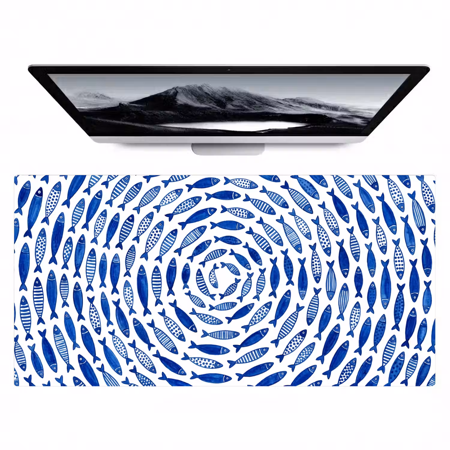 Vis - Patroon - Onderwater - Abstract - Blauw Muismat XXL klein -zzz3d