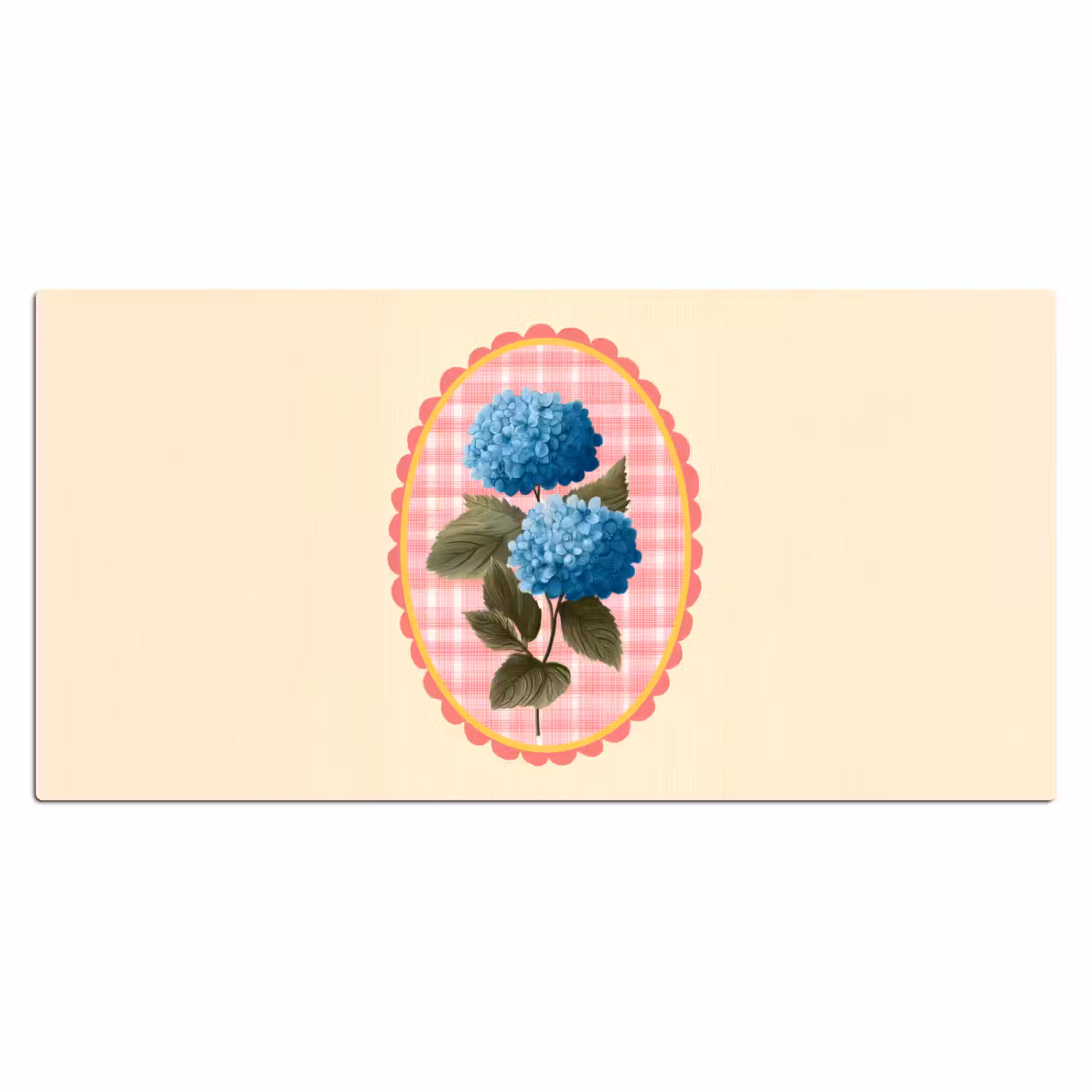 Bloemen - Blauw - Lijst - Bladeren Muismat XXL klein -3d_leeg