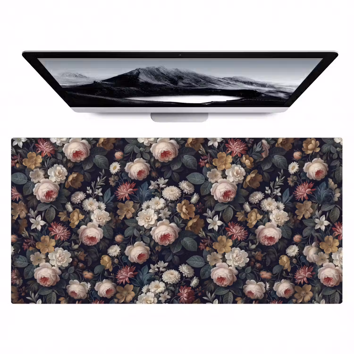 Bloemen - Boeket - Botanisch - Vintage - Donkere achtergrond Muismat XXL klein -zzz3d