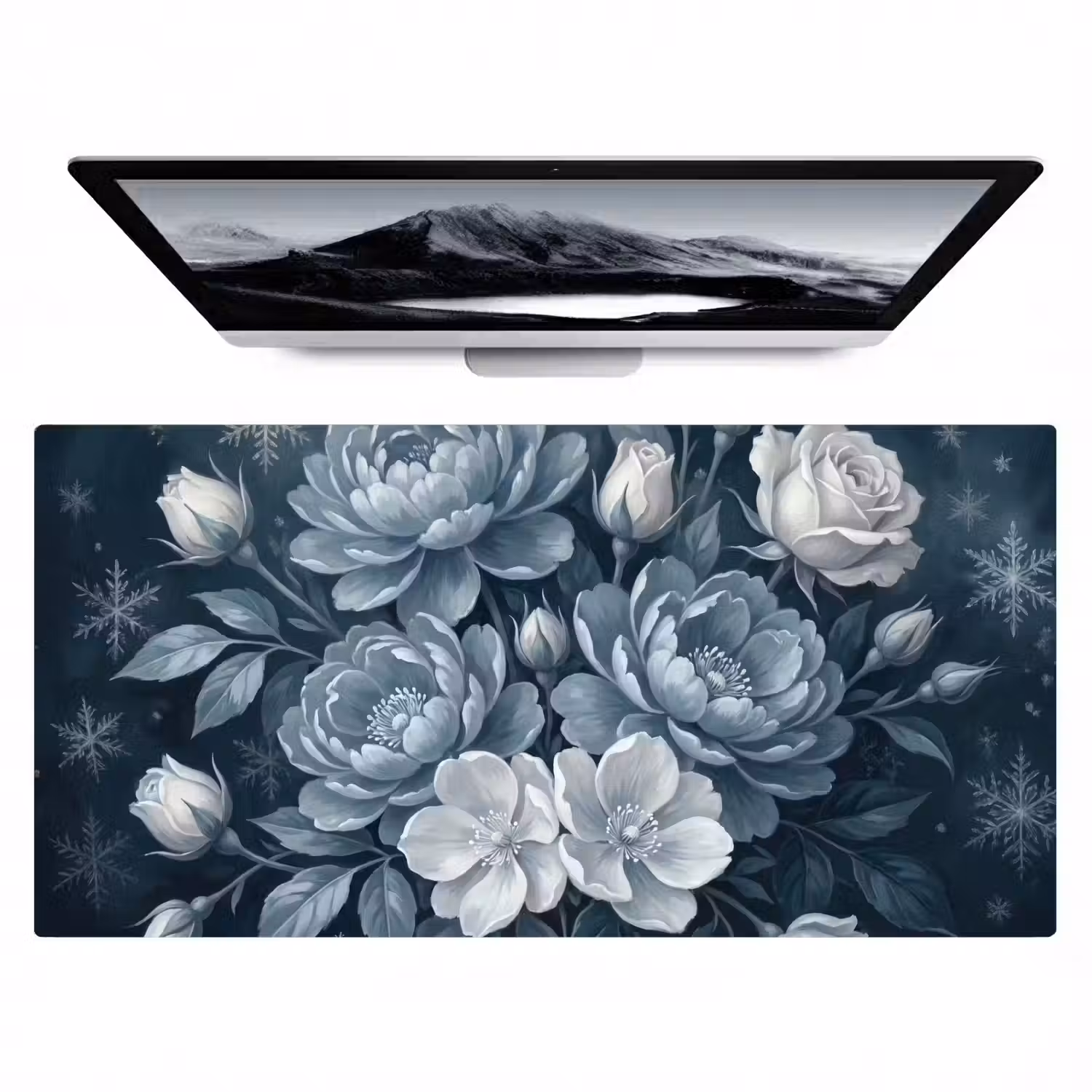 Bloemen - Boeket - Winter - Abstract - Blauw Muismat XXL klein -zzz3d