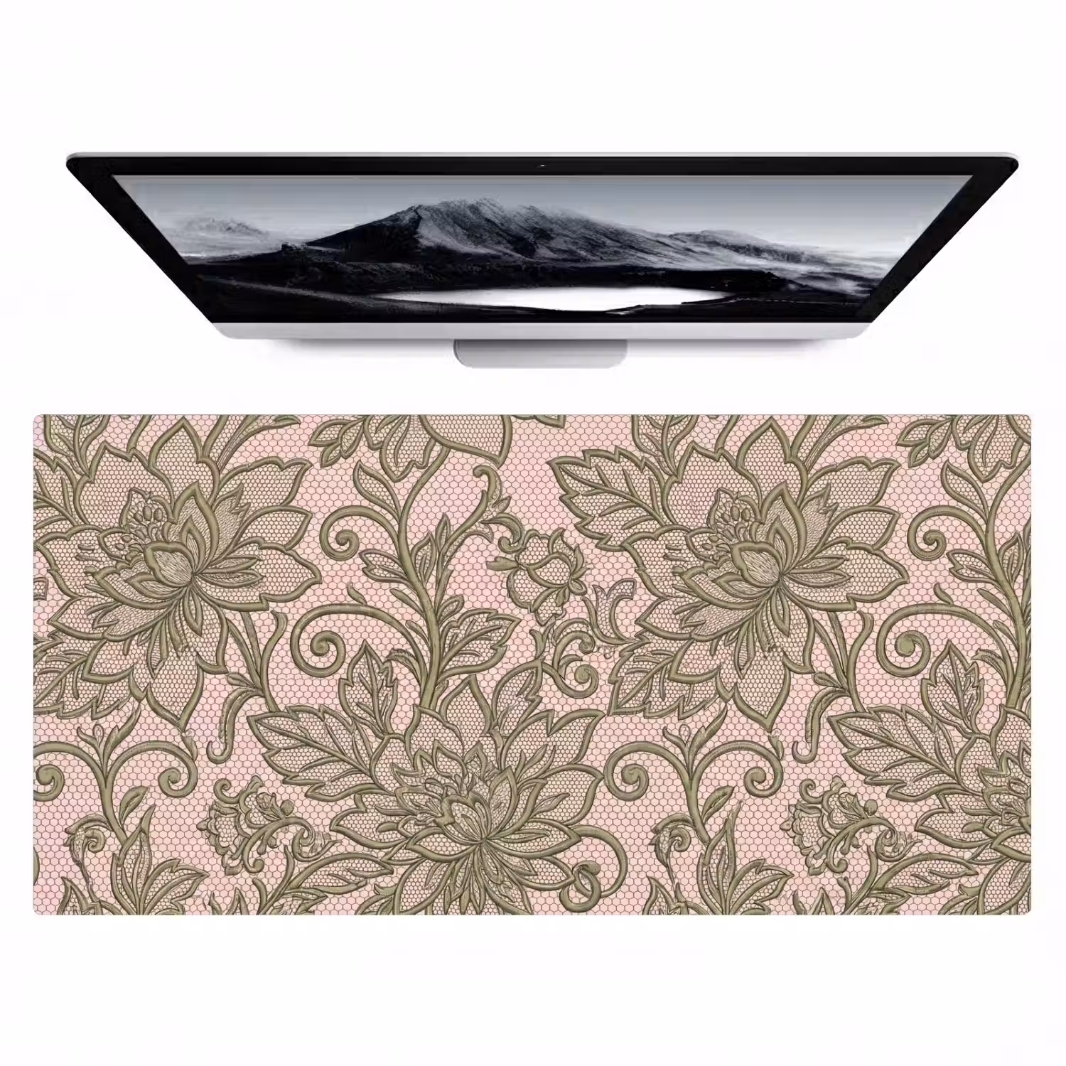 Bloemen - Kant - Patroon - Klassiek - Groen Muismat XXL klein -zzz3d