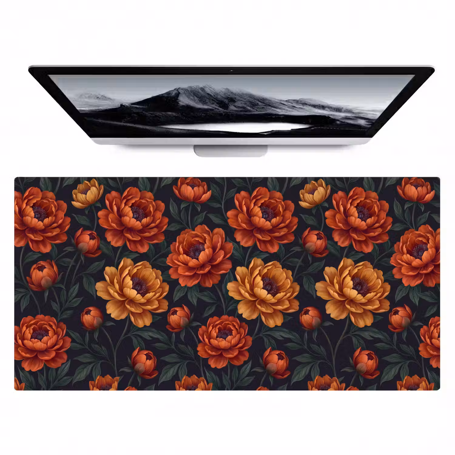 Bloemen - Bladeren - Natuur - Modern - Oranje Muismat XXL klein -zzz3d