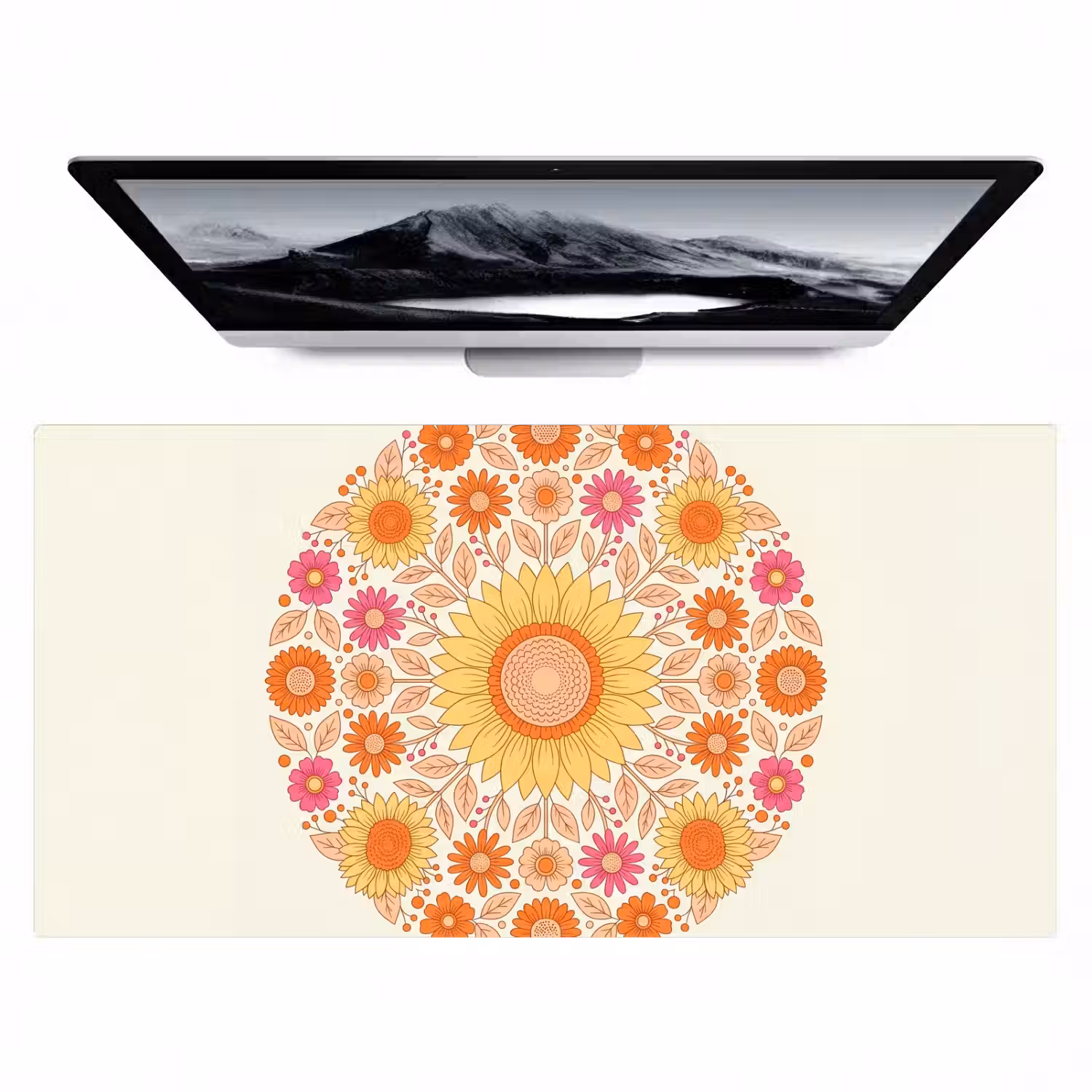 Bloemen - Mandala - Patroon - Kleurrijk Muismat XXL klein -zzz3d