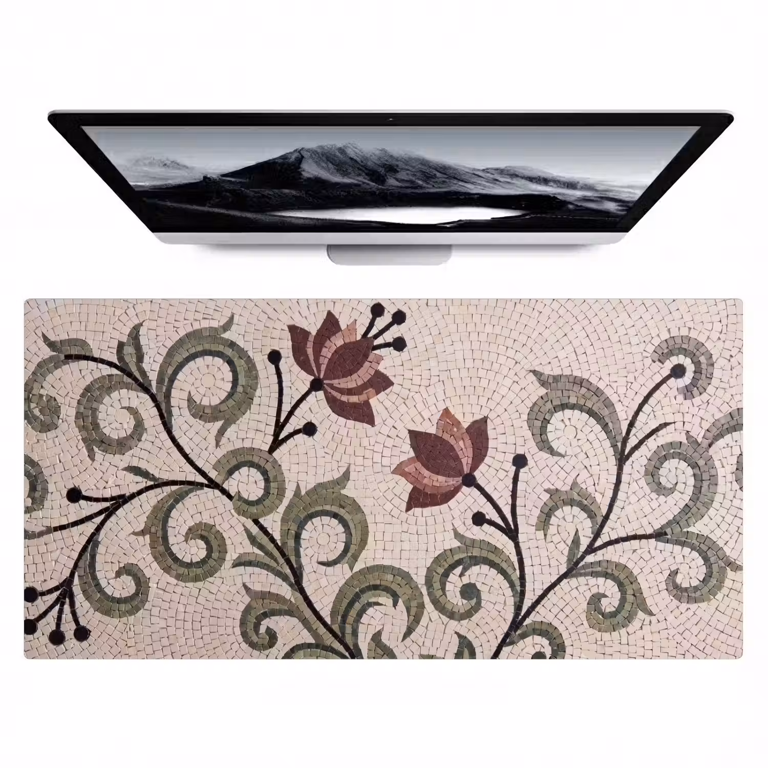 Bloemen - Mozaïek - Patroon - Abstract - Groen Muismat XXL klein -zzz3d