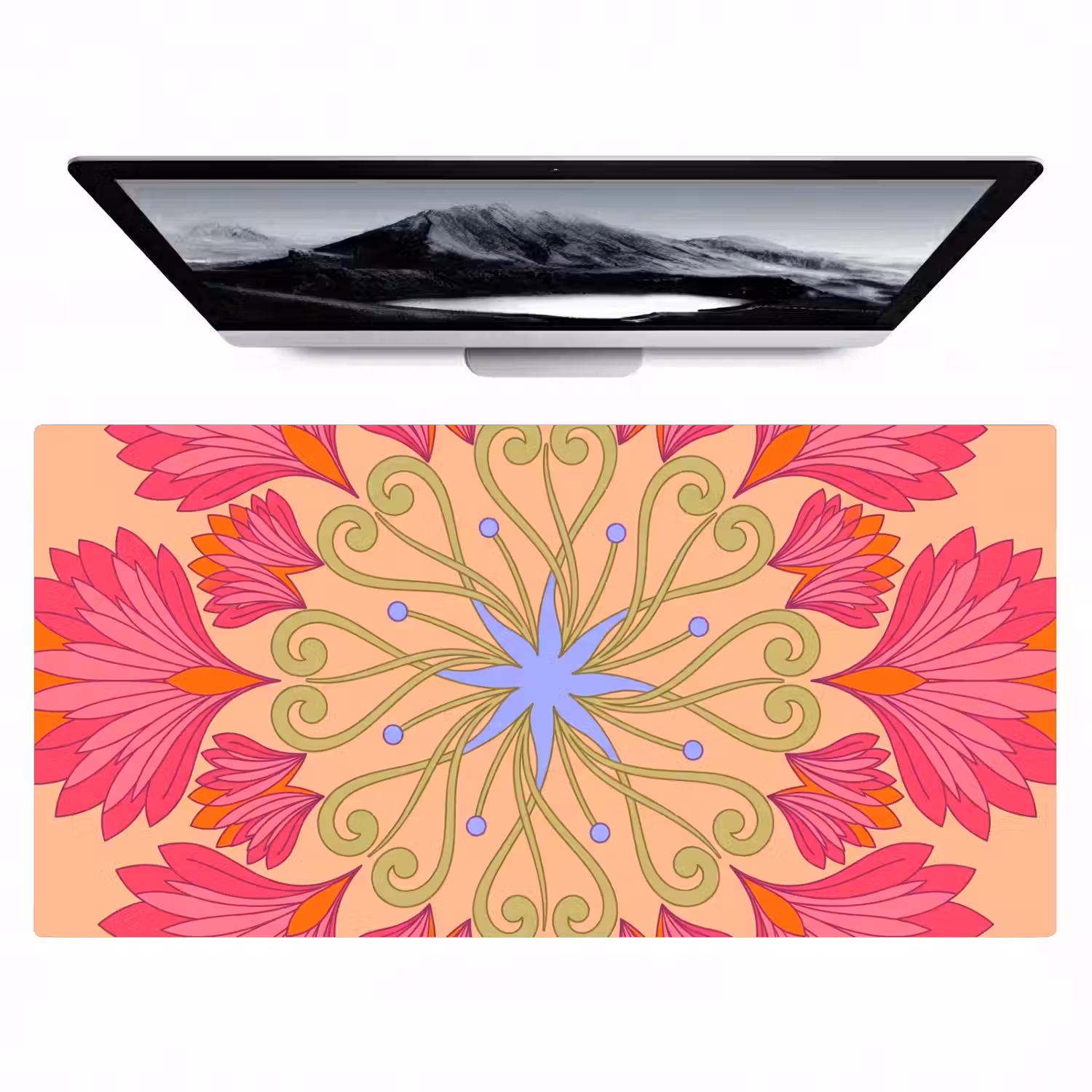 Bloemen - Patroon - Abstract - Roze - Decoratief Muismat XXL klein -zzz3d