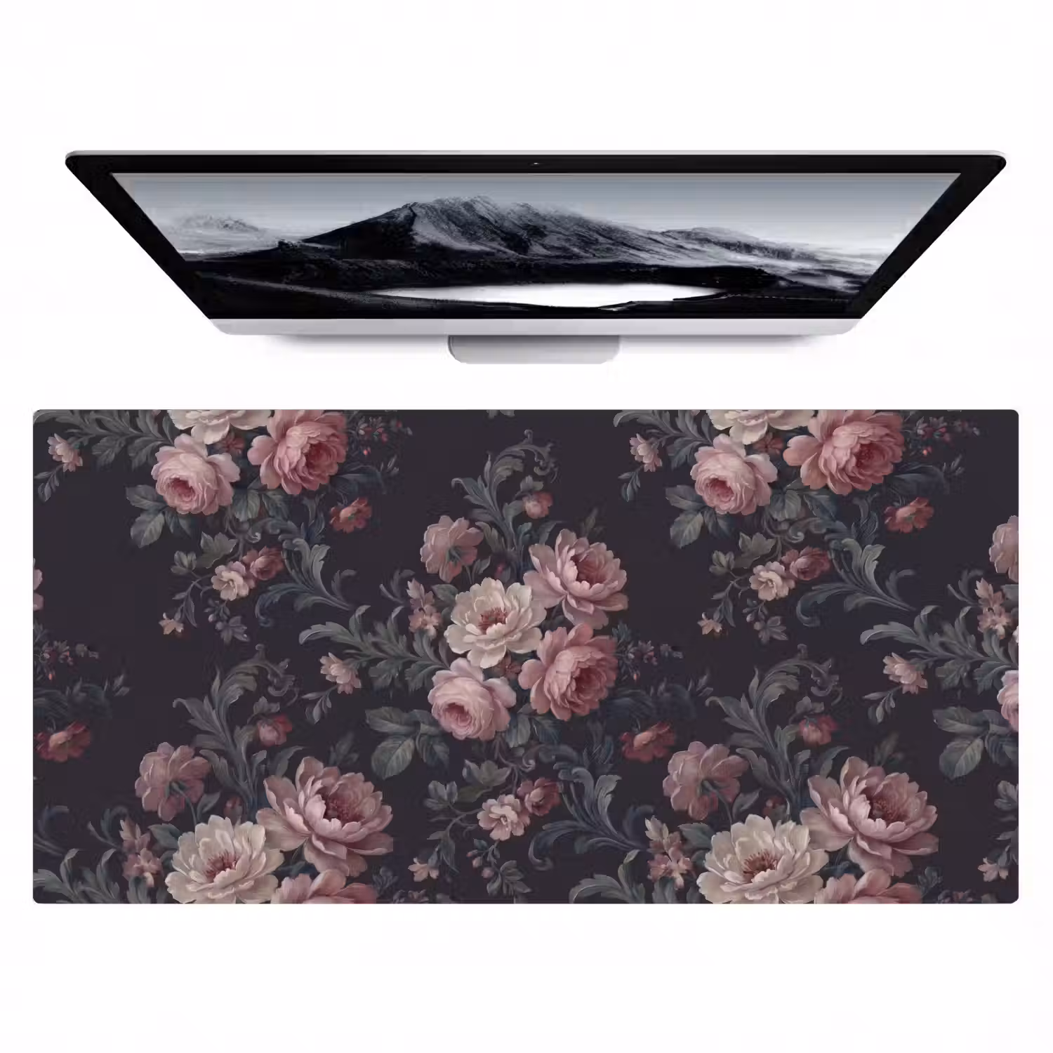Bloemen - Patroon - Sierlijk - Roze - Donker Muismat XXL klein -zzz3d