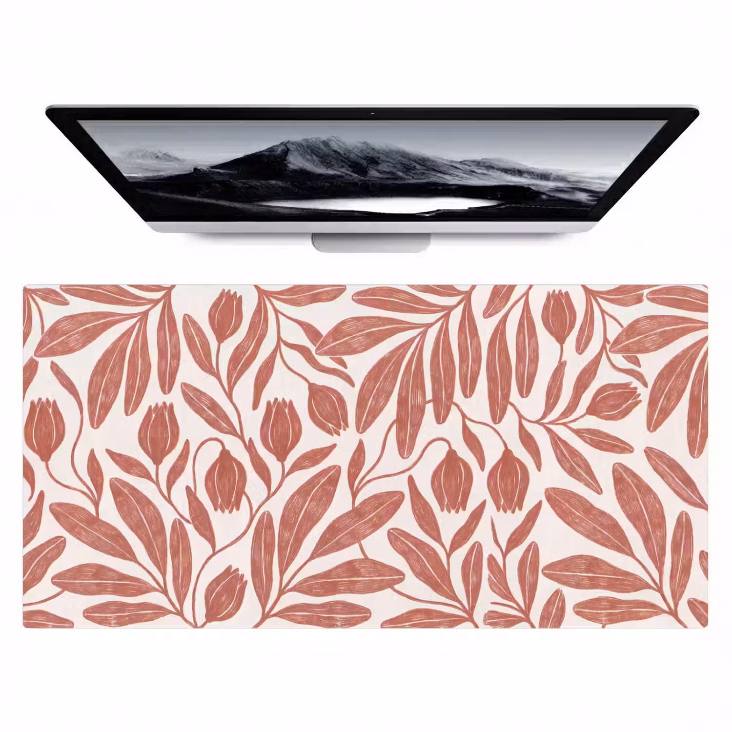 Bloemen - Patroon - Modern - Natuur - Bruin Muismat XXL klein -zzz3d
