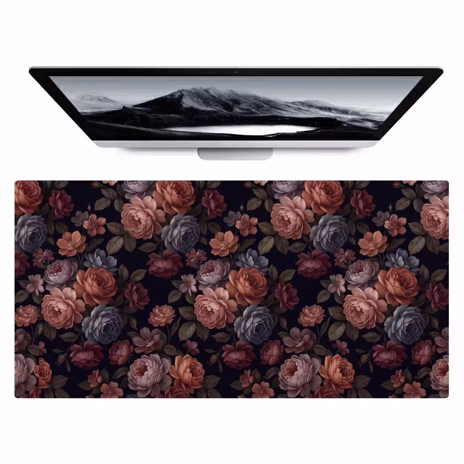 Bloemen - Patroon - Vintage - Donker - Roze Muismat XXL klein -zzz3d