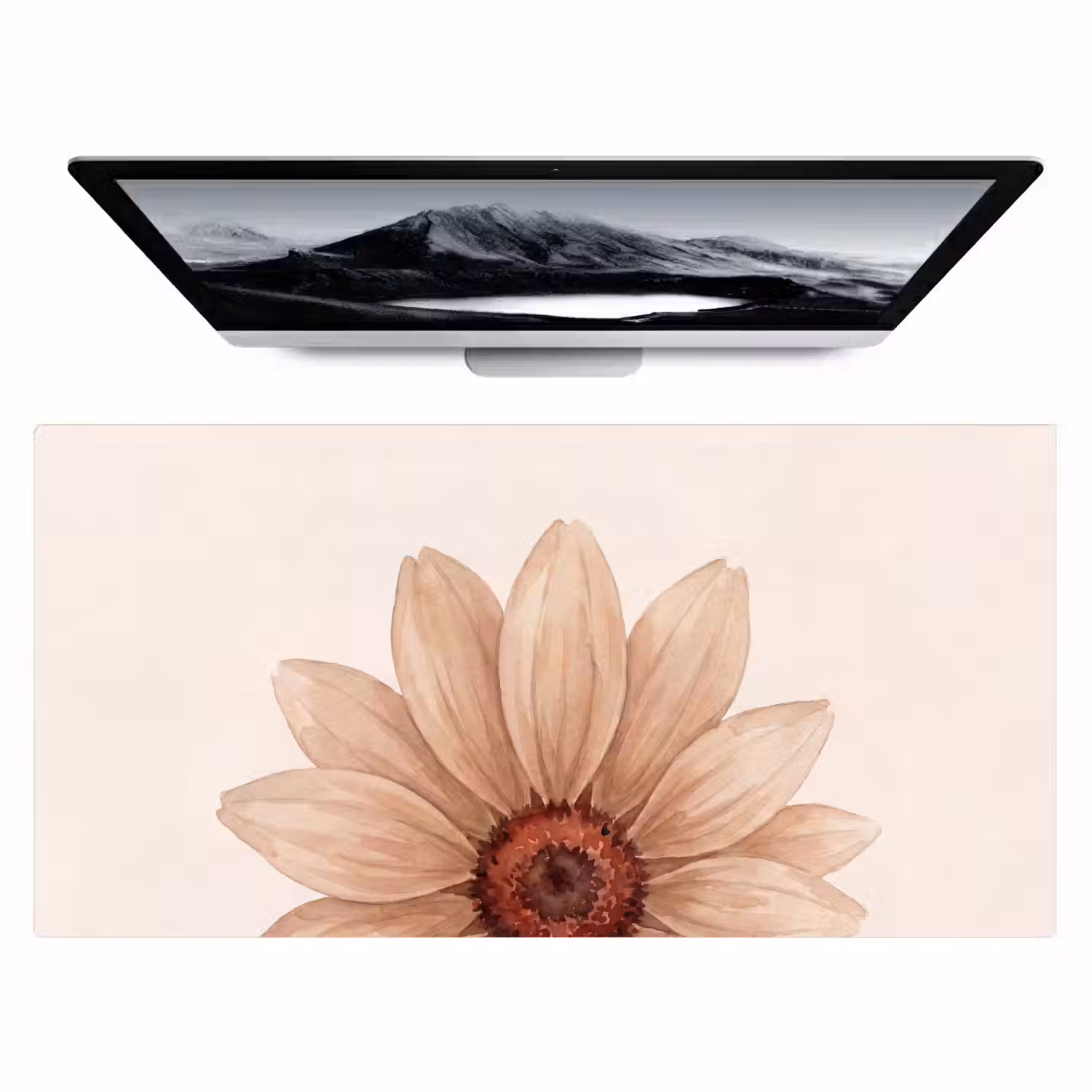 Bloemen - Bloemblad - Natuur - Aquarel - Beige Muismat XXL klein -zzz3d