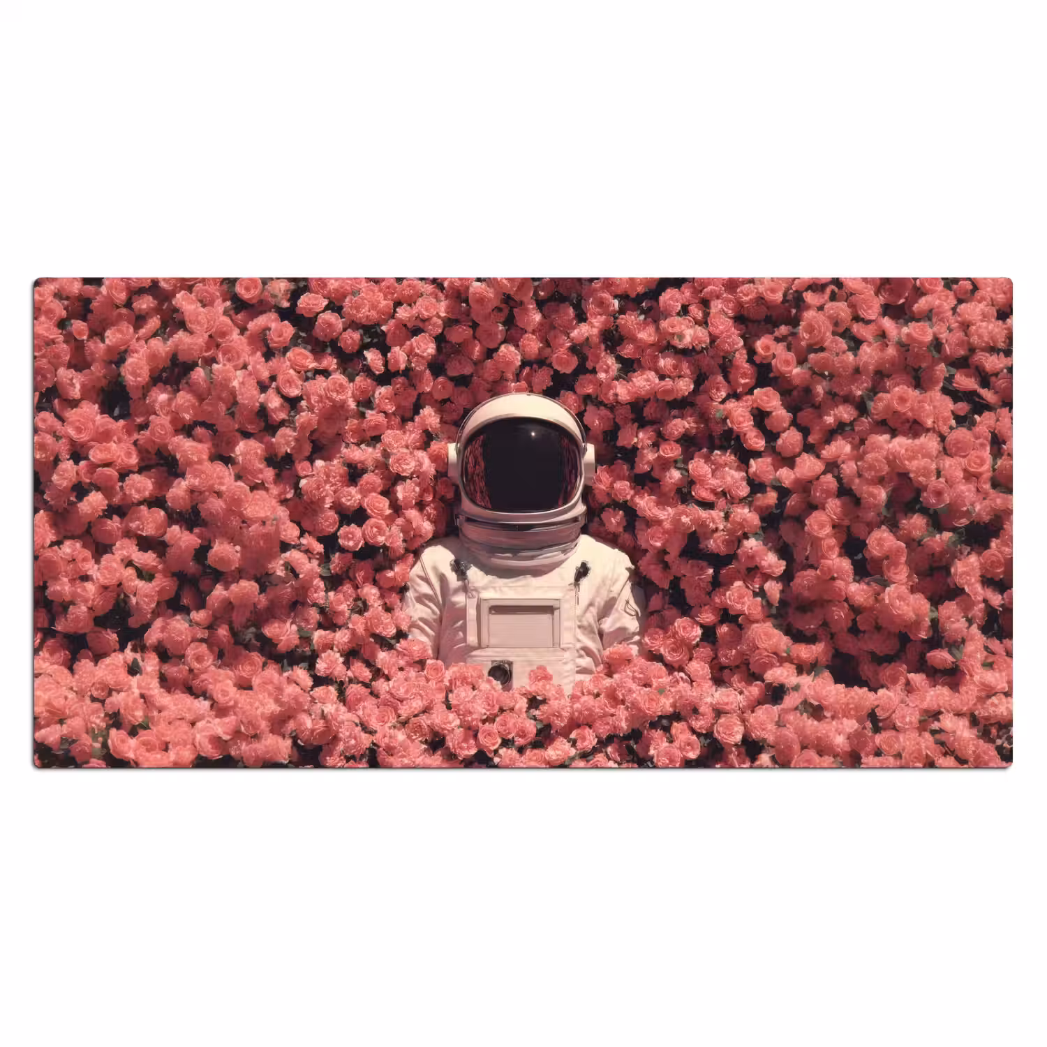 Bloemen - Roze - Astronaut Muismat XXL klein -3d_leeg