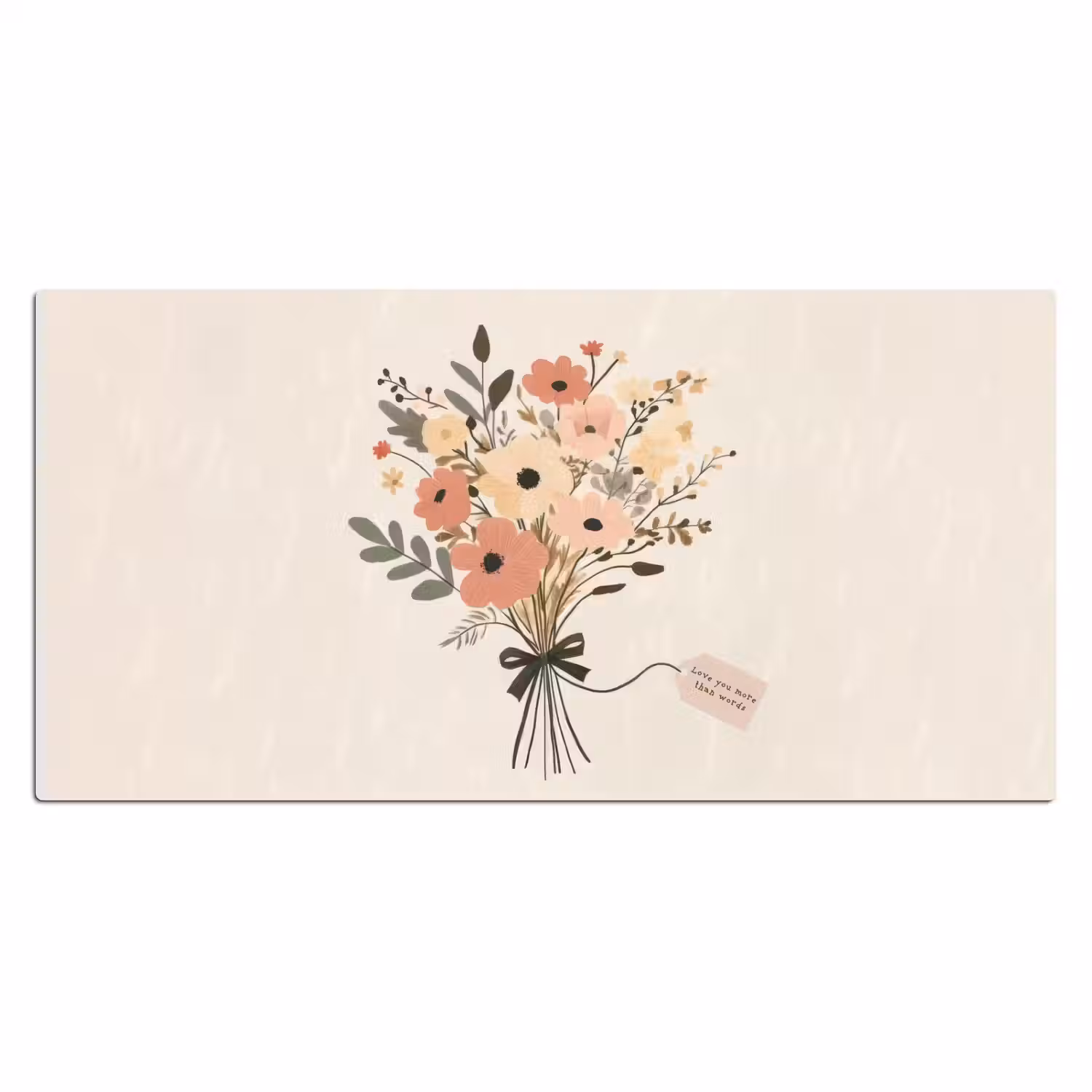 Bloemen - Quote - Beige - Lint Muismat XXL klein -3d_leeg
