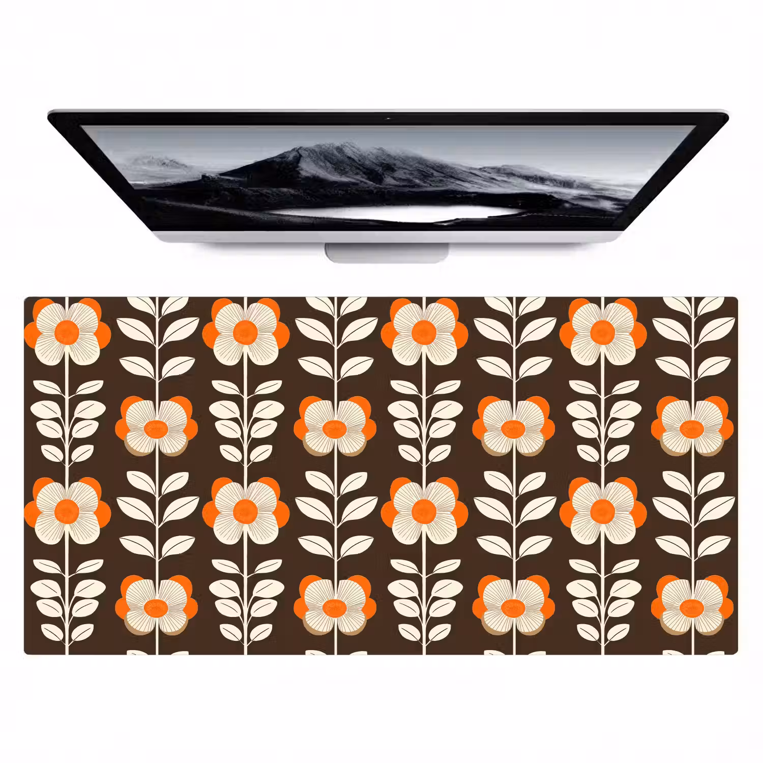 Bloemen - Retro - Bruin Muismat XXL klein 681 -zzz3d