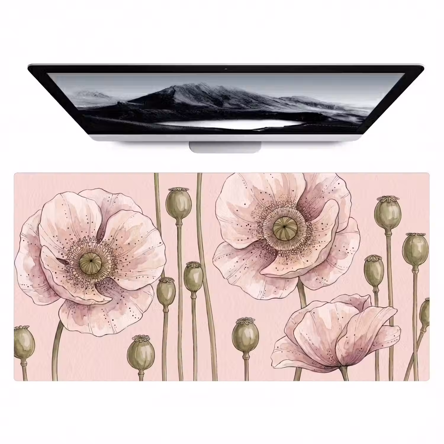 Bloemen - Zomer - Natuur - Aquarel - Roze Muismat XXL klein -zzz3d
