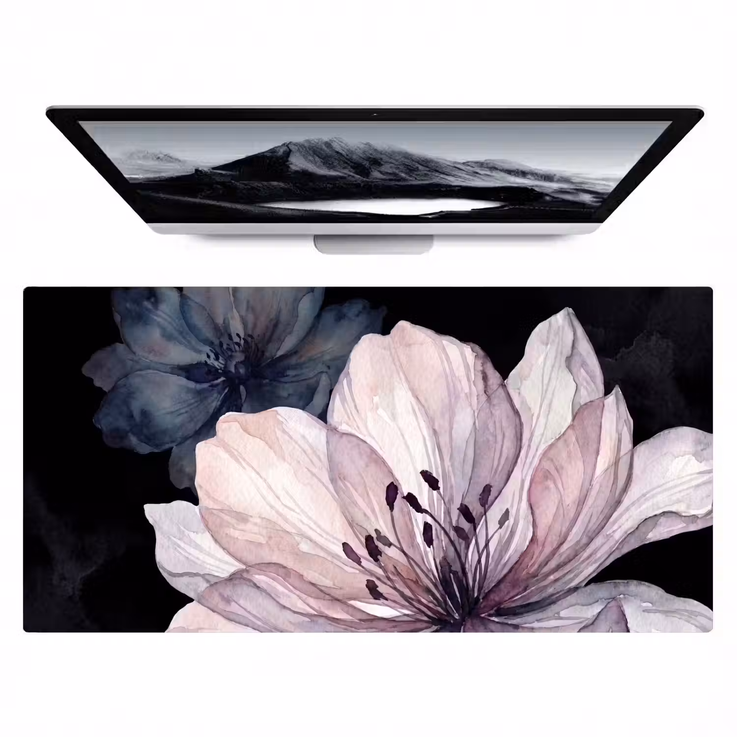 Bloemen - Aquarel - Modern - Roze - Donker Muismat XXL klein -zzz3d