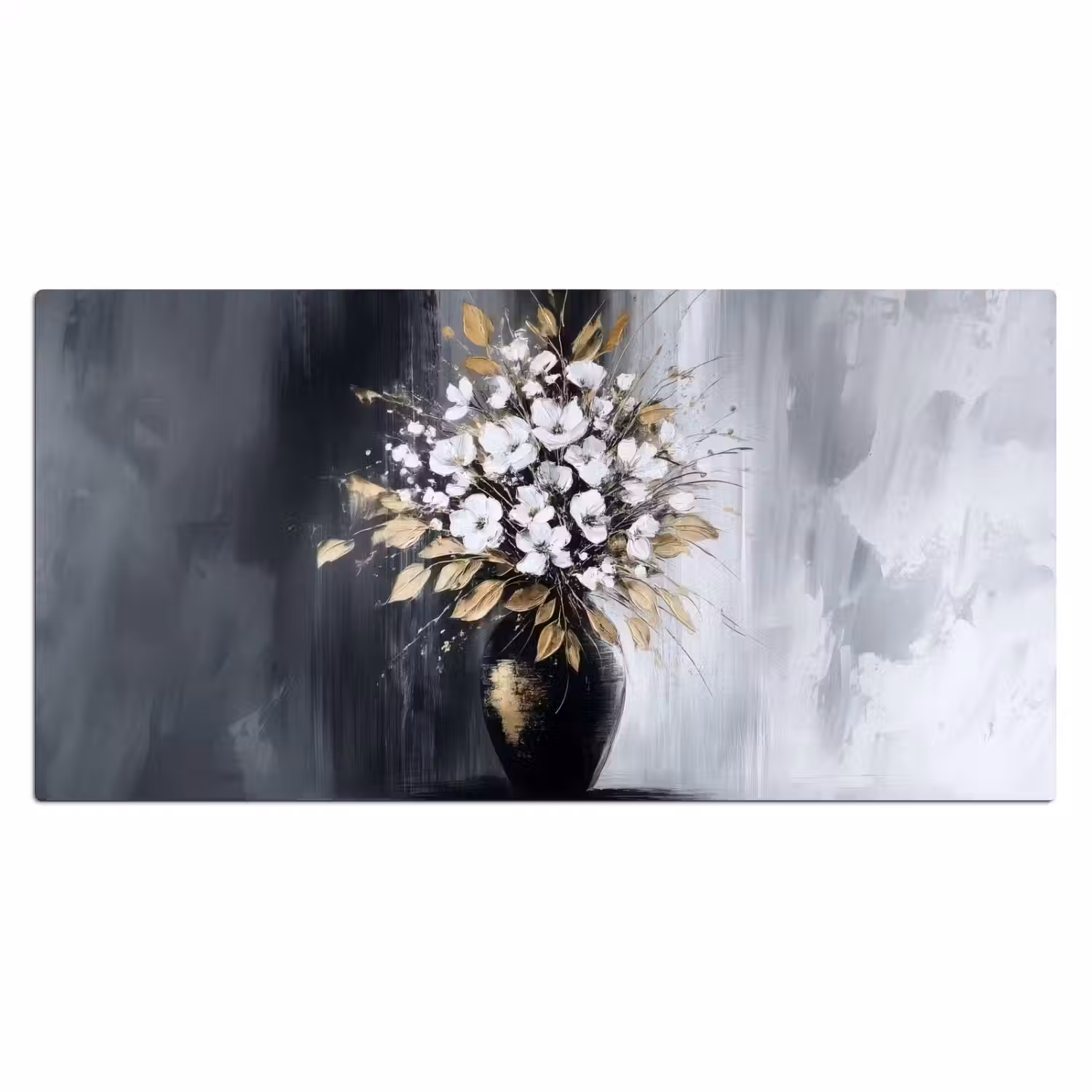 Bloemen - Wit - Vaas - Abstract Muismat XXL klein -3d_leeg