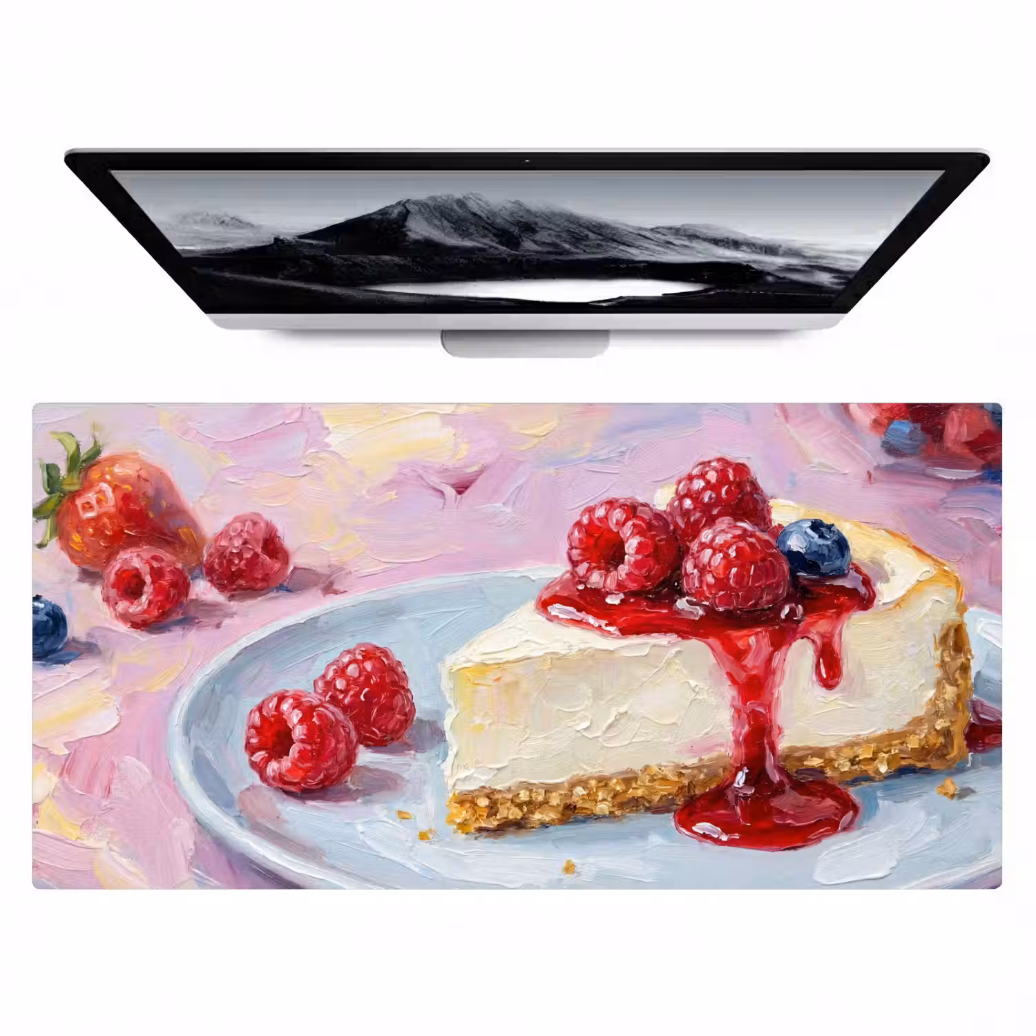Eten - Cheesecake - Bessen - Abstract - Roze Muismat XXL klein -zzz3d