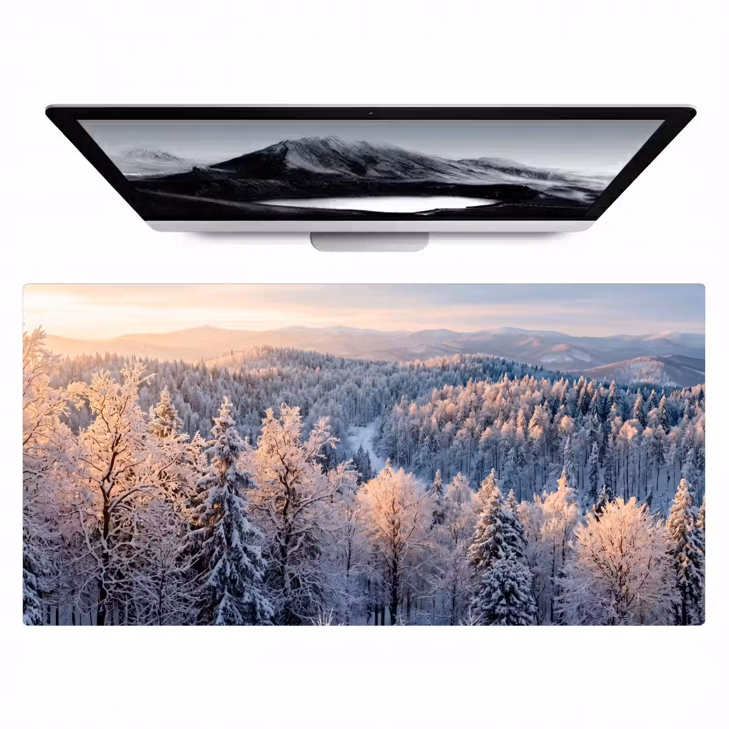 Bos - Bergen - Goud - Winter - Warm Muismat XXL klein -zzz3d