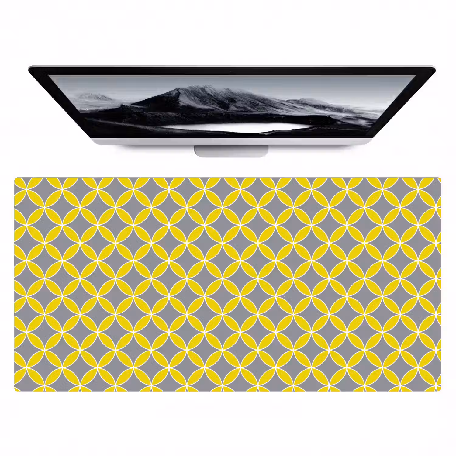 Geometrisch - Cirkels - Modern - Grijs - Geel Muismat XXL klein 681 -zzz3d