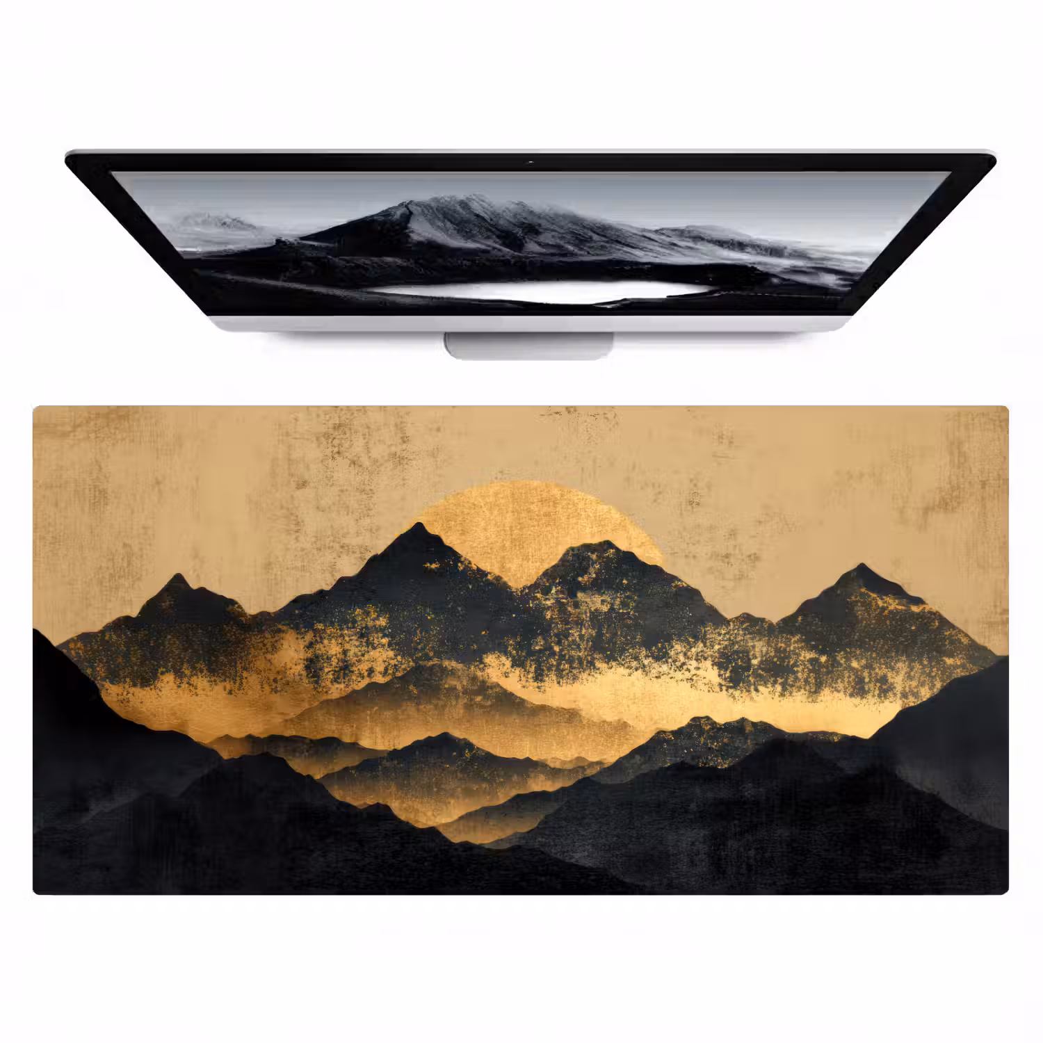 Gouden Bergen bij Maanlicht Muismat XXL klein -zzz3d