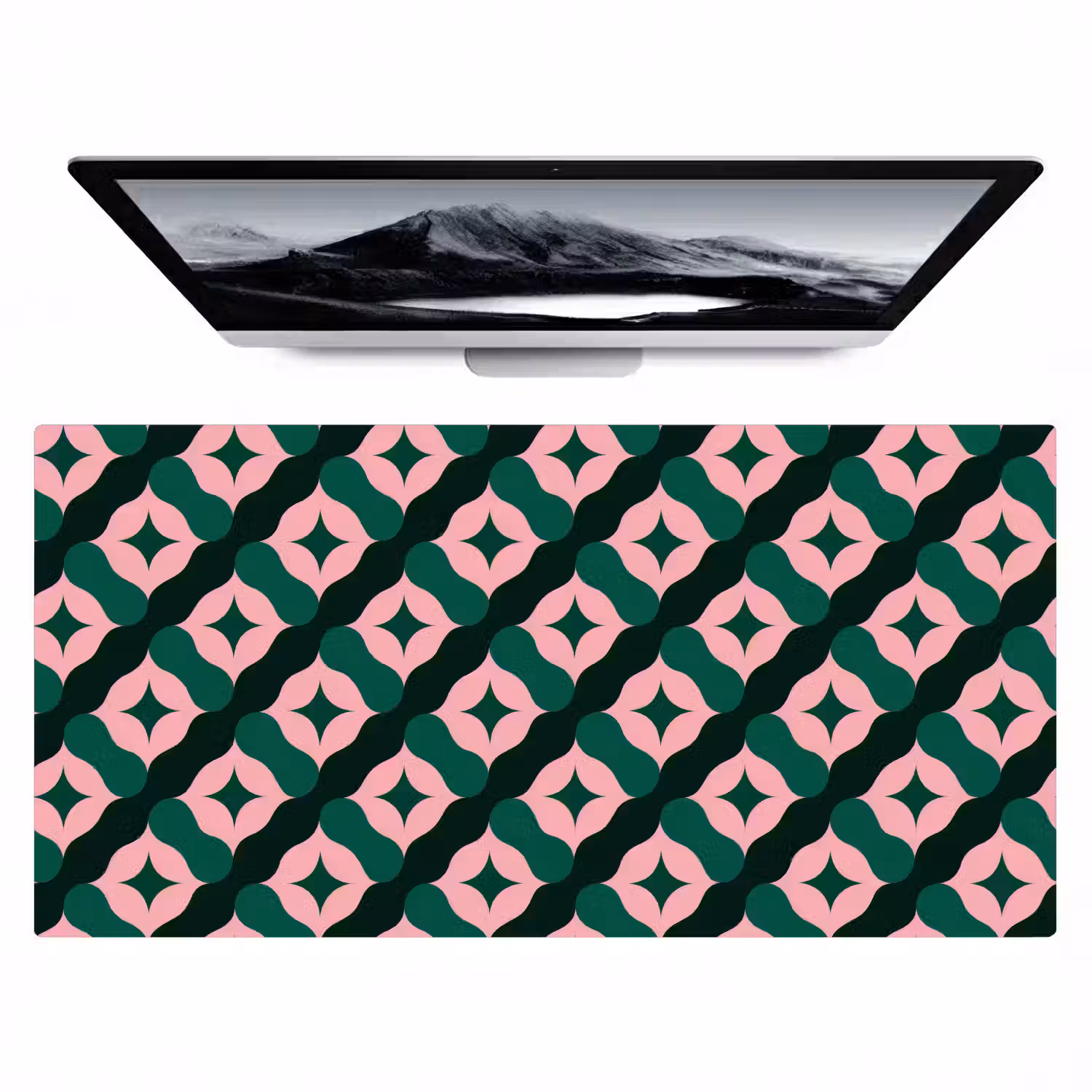 Groen - Roze - Retro - Sterren Muismat XXL klein 681 -zzz3d